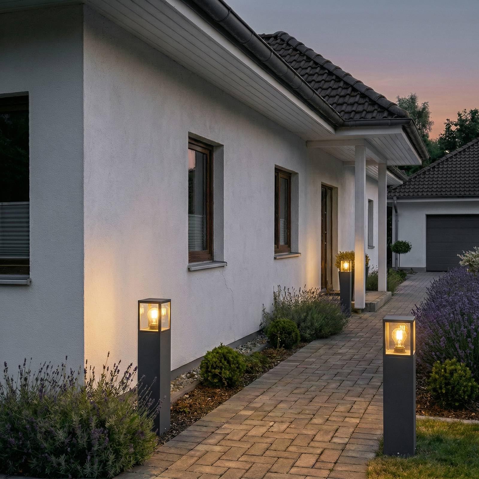 Lucande Lampada da esterni (Moderno) colore Nero, in Alluminio lampioncino paletto luminoso lampada viale lampione
