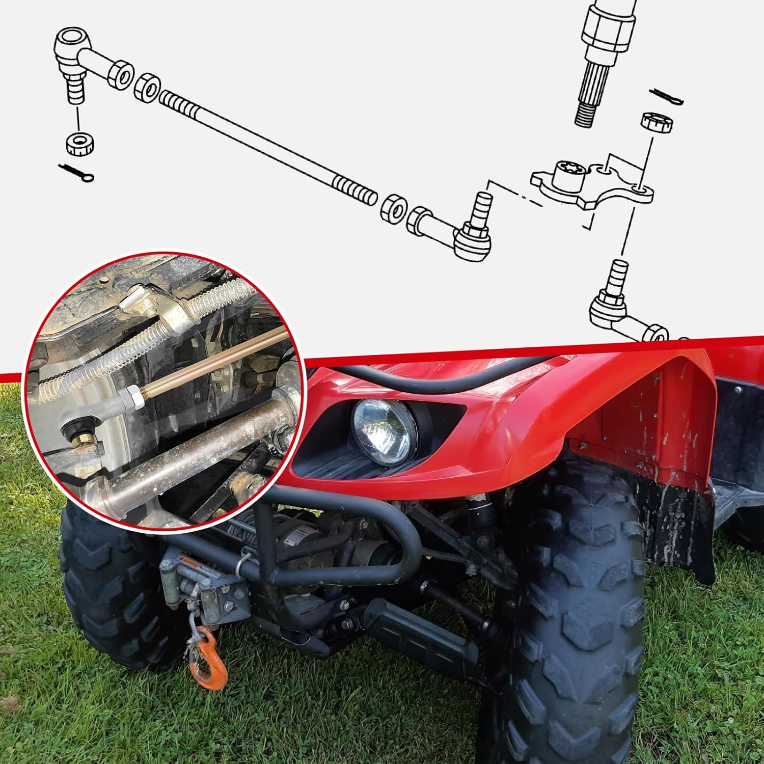 Tie Rod End 2 Sets Kit for Yamaha Big Bear 400 Grizzly 350 400 450 Kodiak 400 450 Wolverine 350 450 Bruin 350