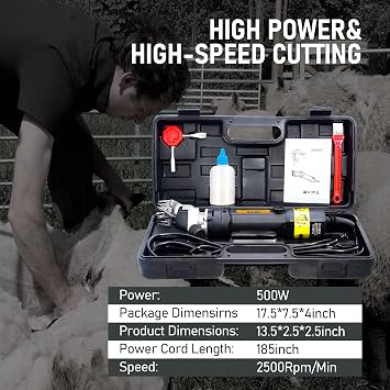 Livestock Electric Clipper,690w Professional Sheep Shearing Clippers, Pet Farm Supplies for Shaving Fur Wool in Sheep, Goats, Cattle, Farm Livestock Pet (Black)