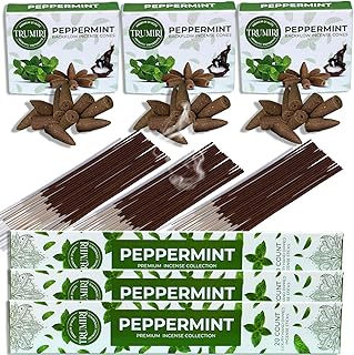 Peppermint Incense Sticks & Backflow Cones for Waterfall - 60 Sticks + 30 Cones - Waterfall Incense Combo Pack