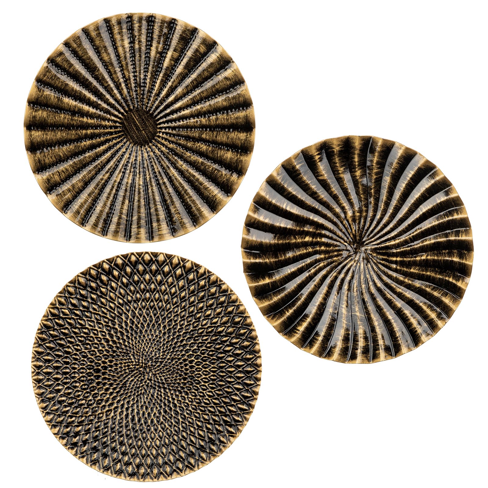 3-częściowy zestaw złotych rzeźb ściennych w stylu boho, okrągła dekoracja ścienna, metalowa, dekoracja 3D, obrazy metalowe, nowoczesne dzieło sztuki, do domu, salonu, jadalni, sypialni, kuchni