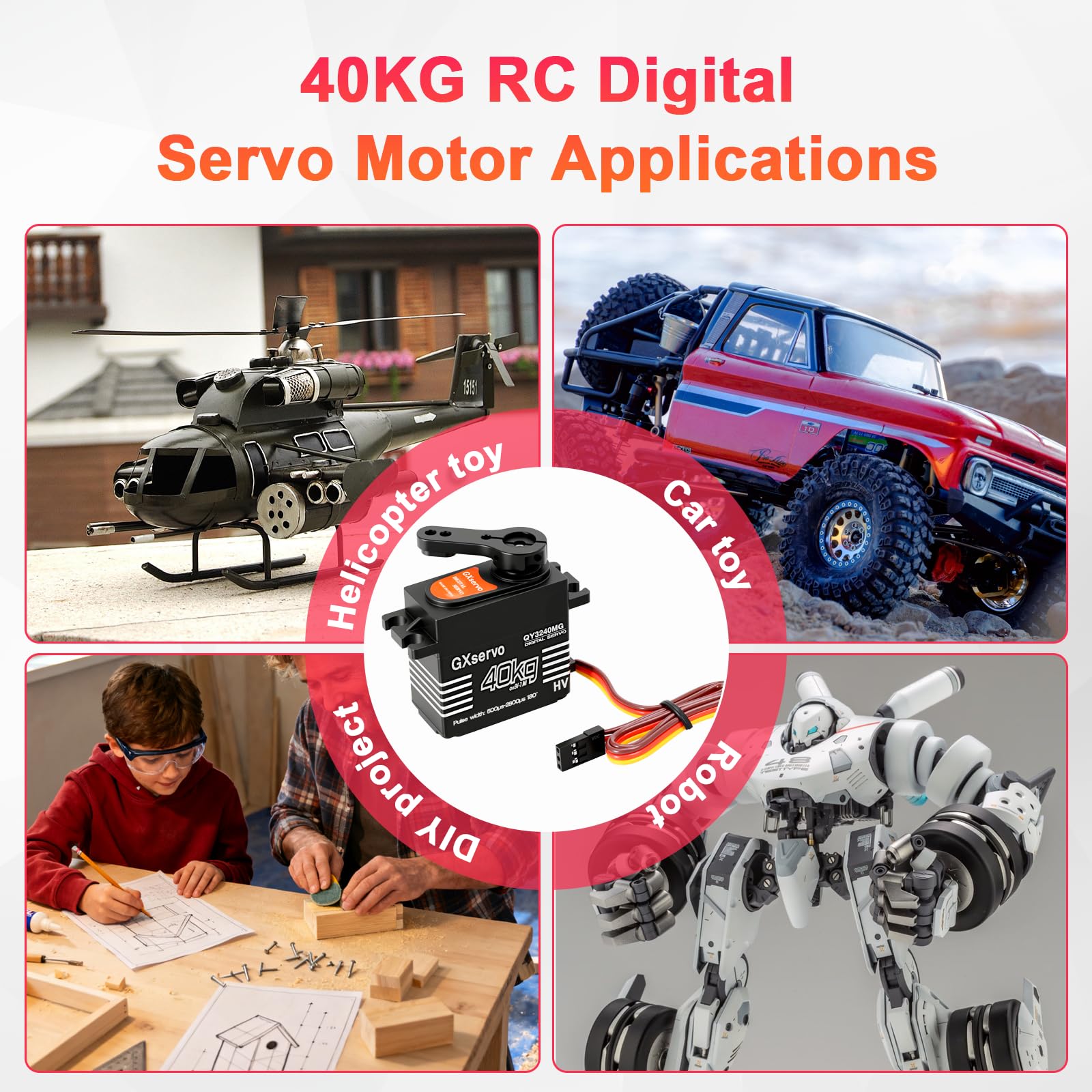 2PCS 40KG RC Servo Digitale Metal Servomotore Digitale RC Servo con Ingranaggi in Metallo per Auto RC 1/10 1/8 Elicottero compatibile con Arduino