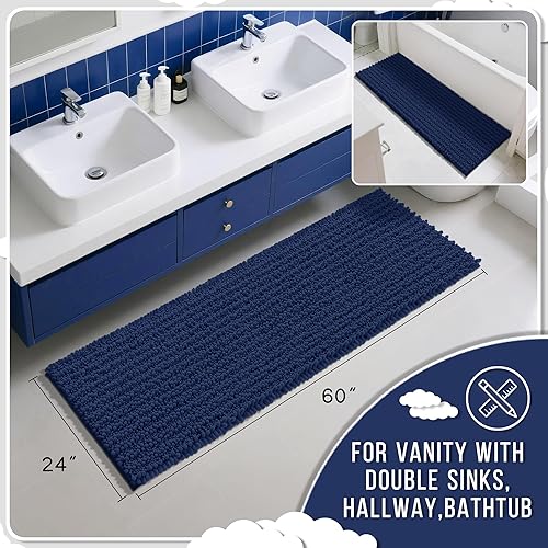 Miniatura 320 de Yimobra - Tapete de baño largo de felpilla, grande de 55.1 x 24 pulgadas, microfibra gruesa, absorbente, extrasuave, antideslizante, peludo, lavable