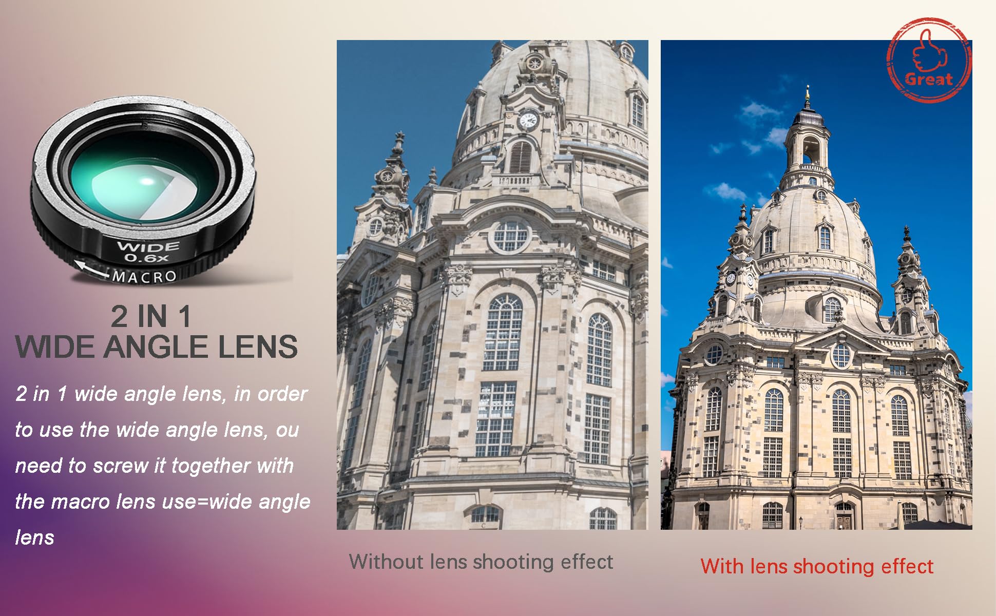 Phone Camera Lens Kit Wide Angle 0.6X Macro 20X Fisheye 198° for Most (Black)