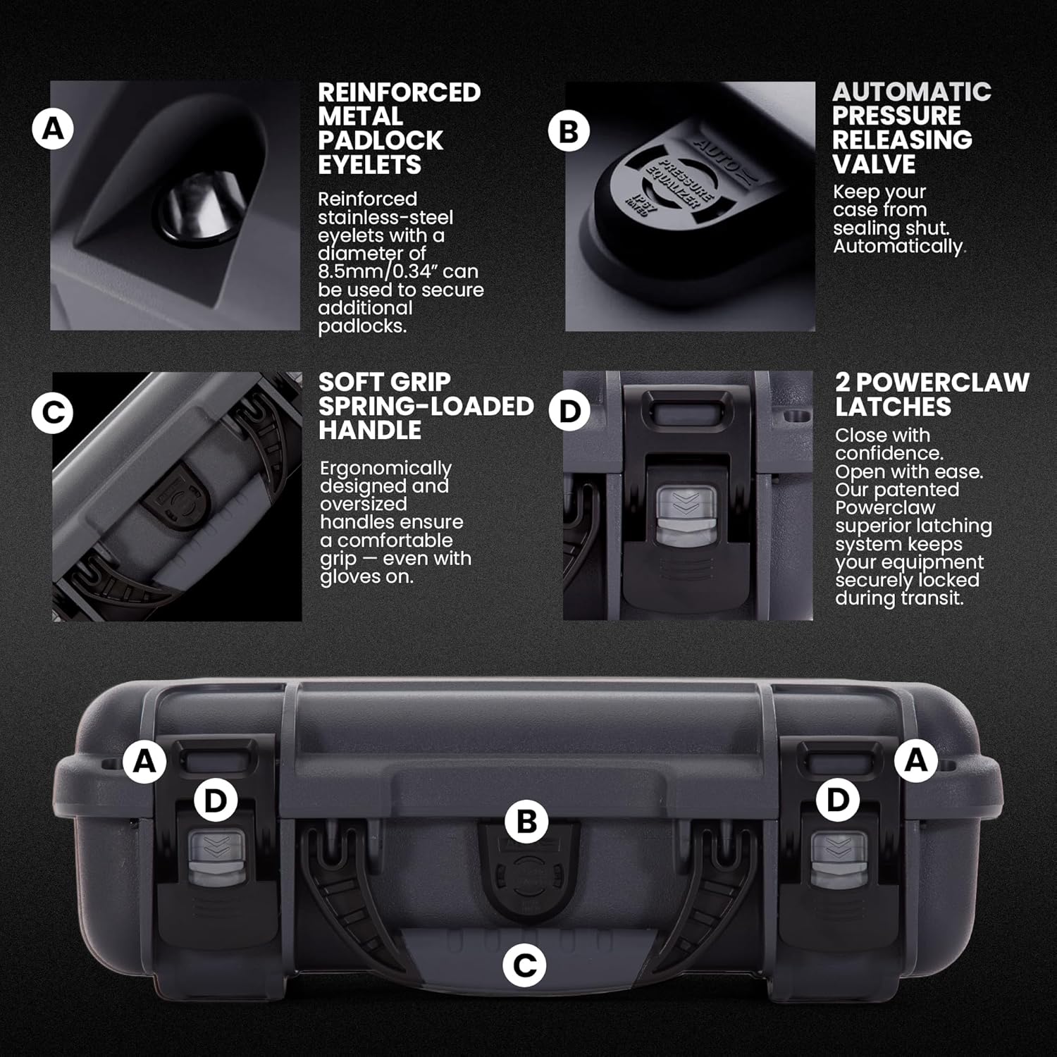 NANUK 909 Travel Hard Case with Customizable Cubed Foam – Waterproof Camera Case, 12.6” x 9” x 4.4”, Lightweight, Lockable, Dustproof, Impact-Resistant & Durable Protective Case – Graphite - Image 5