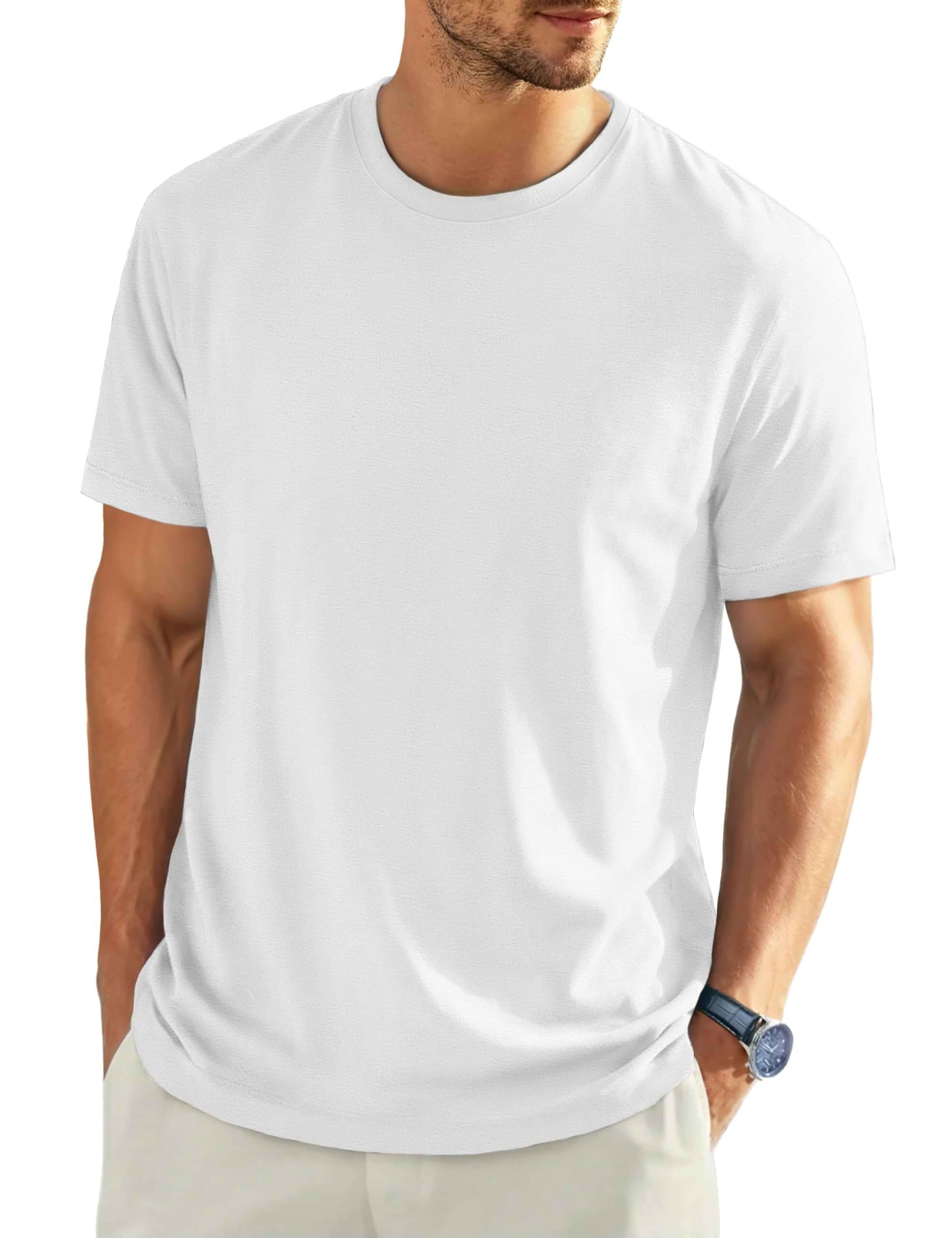 EKLENTSON Men's Short Sleeve Cotton T Shirt Crew Neck Basic Tee Comfortable, breathable and soft cotton, tag-free crew neck, machine washable, easy match, solid color for daily casual wear