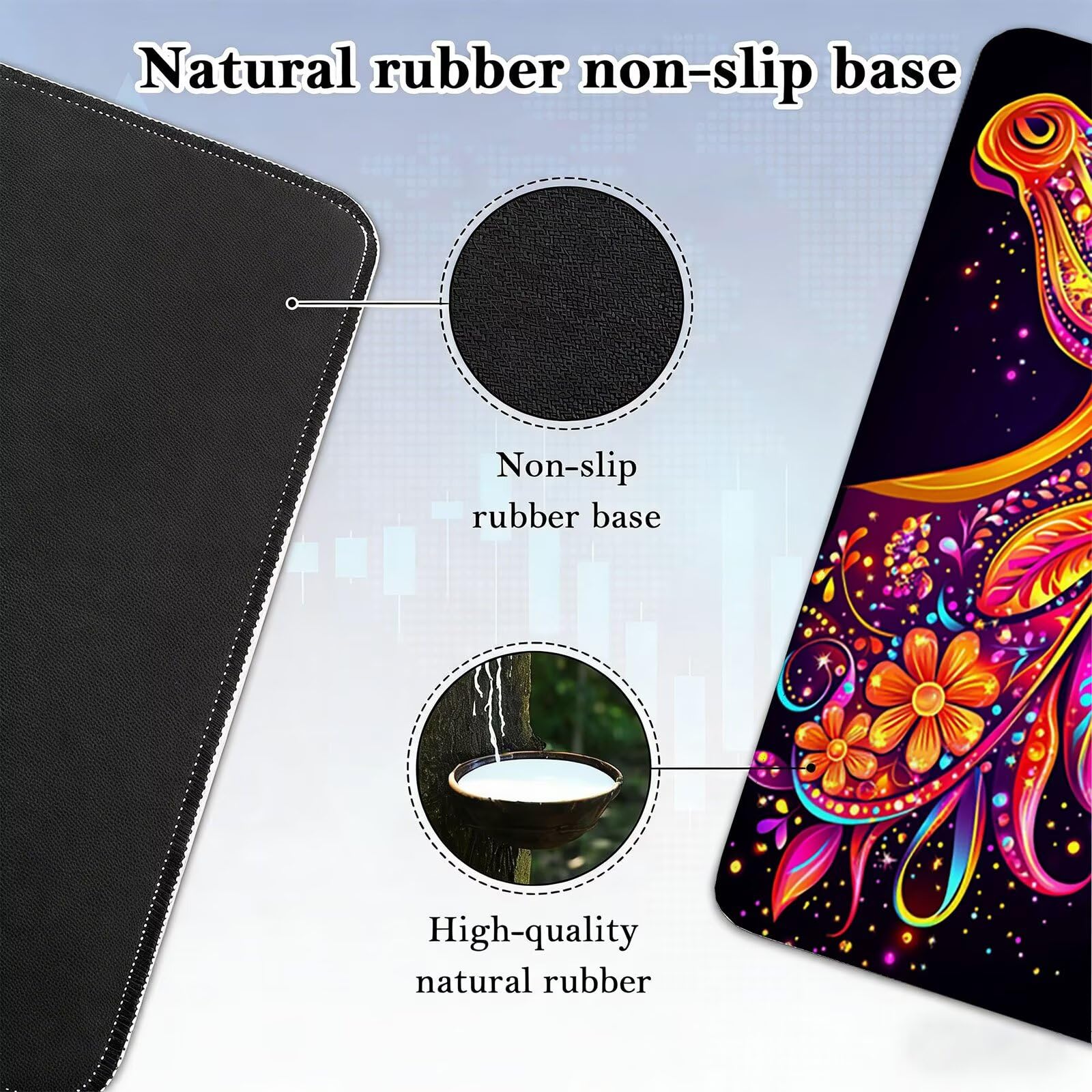 Tappetino Mouse XXL, 70x140cmx3mm Mouse Pad Impermeabile Grand, Gaming Tappetino Per Mouse, Base Antiscivolo in Gomma, Accessori Scrivania, Ufficio Accessori, Cavallo Nero JX6B-266