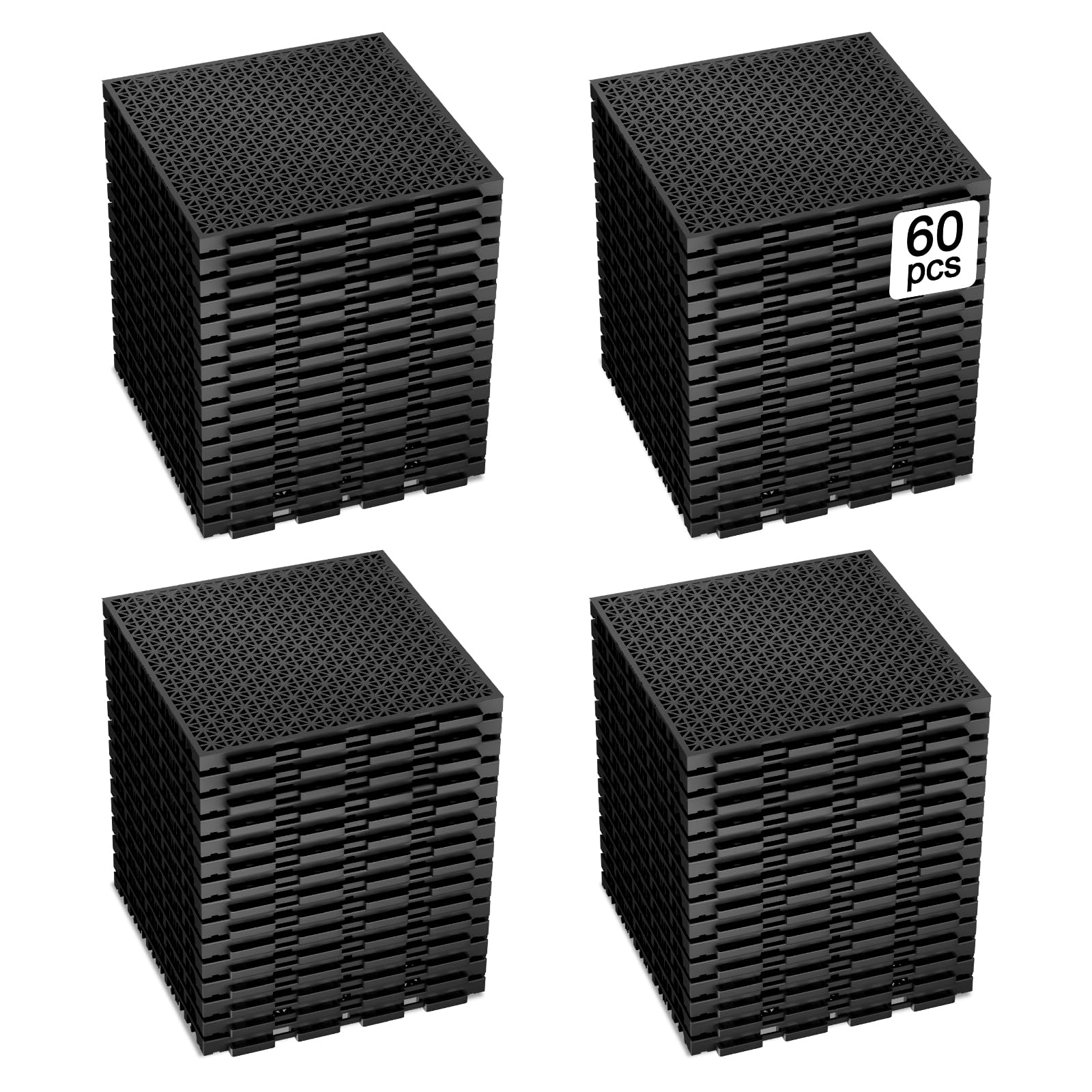 Dalles de sol modulaires emboîtables noires lot de 60 pour terrasse