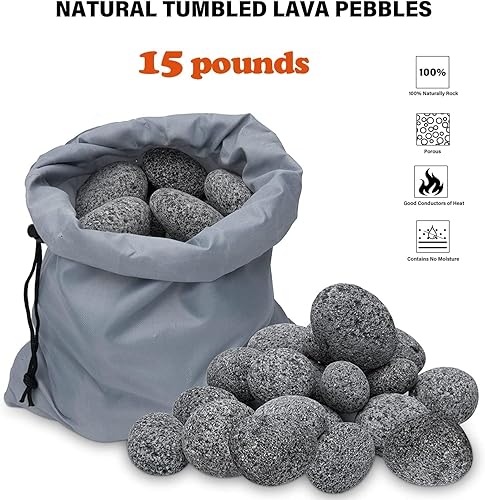 Miniatura 4 de Roca de lava negra para hoguera, piedras de lava natural de 2 a 3 pulgadas para hoguera de gas y chimenea (15 libras)