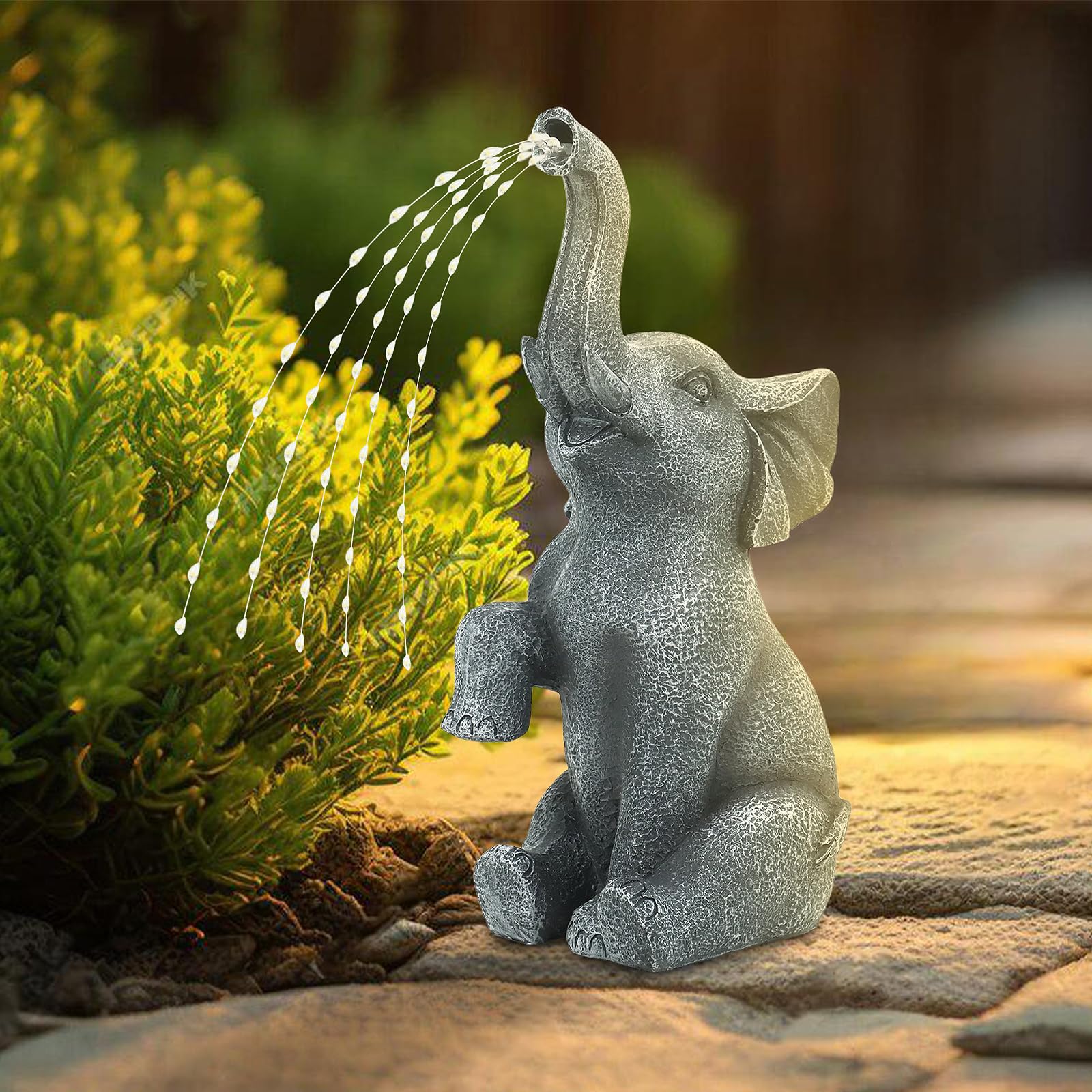 Statua Elefante Solare Per Giardino – Decorazione LED Per Esterno, Illuminazione Notturna Per Cortile E Balcone – Regalo Dorato Per Mamma E Nonna