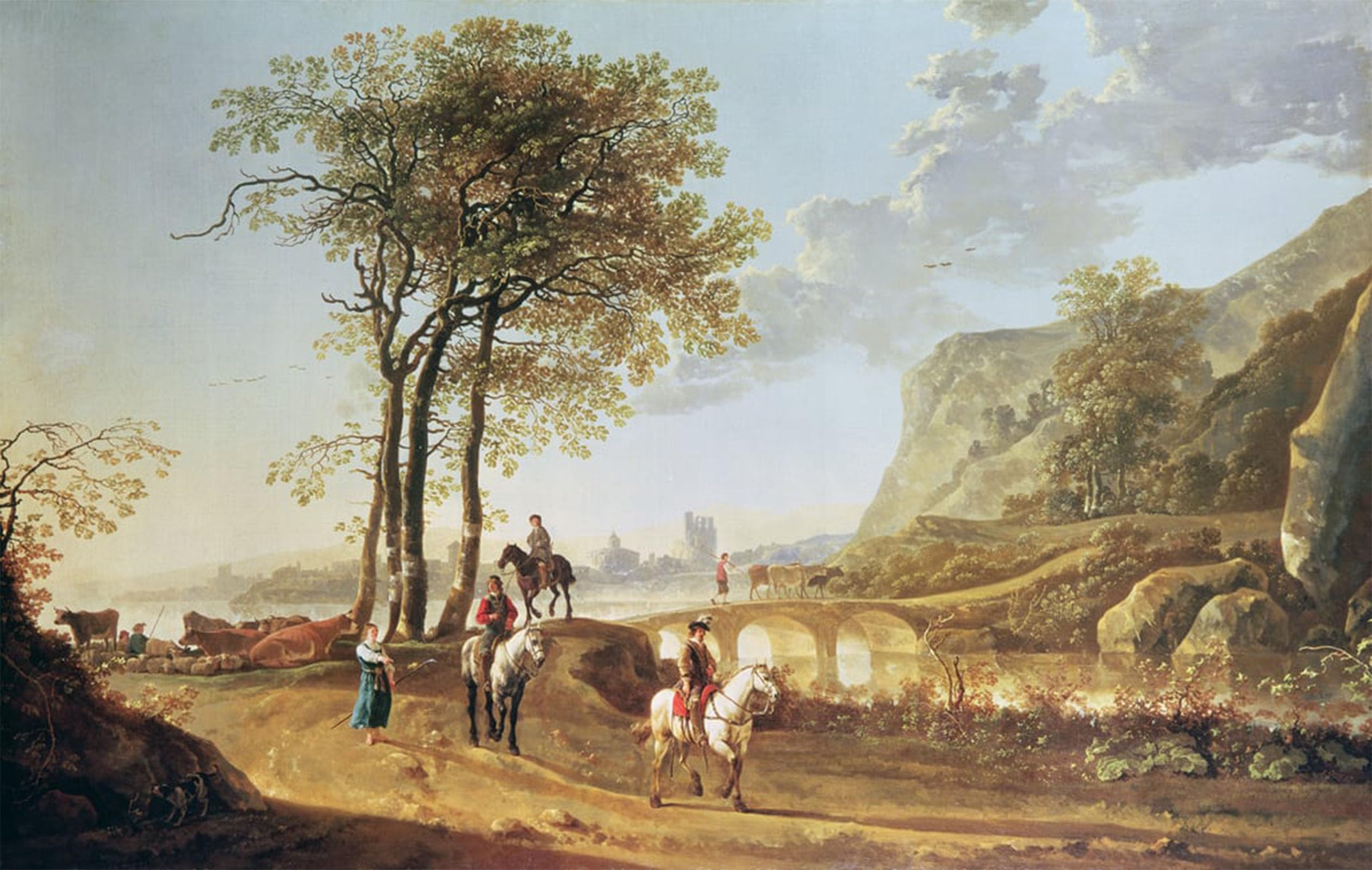 SERENDIPITP Retro Picture Poster Wall Art Pictures Painting Extensive River Landscape by Aelbert Cuyp Wall Art Canvas Print for Wall Decor 60x90cm