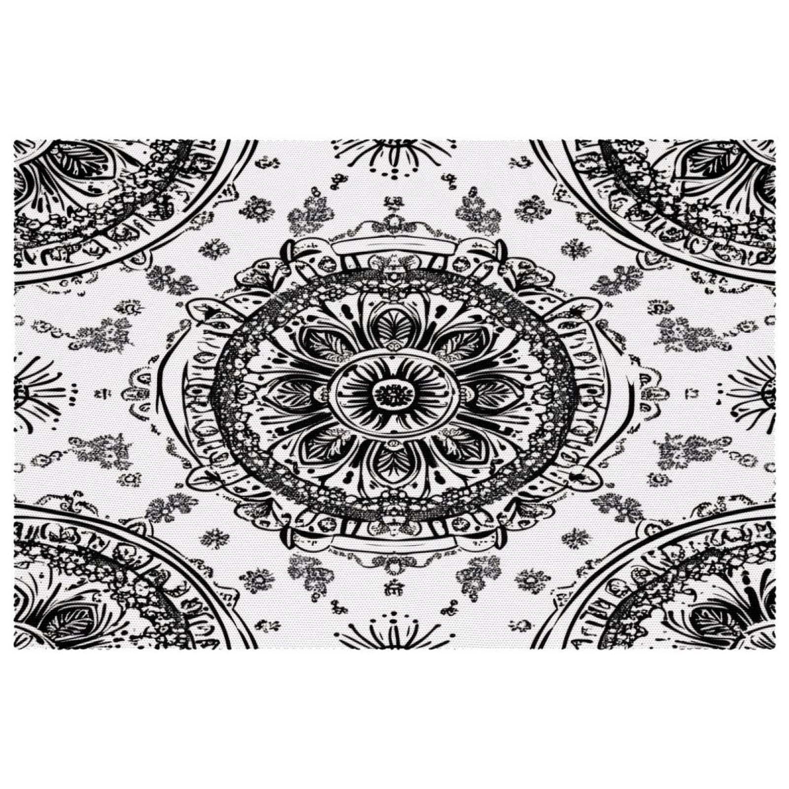 Sets de table Manda noirs en tissu Oxford lavables et résistants