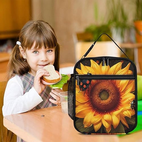 Miniatura 7 de Ladybugs and Sunflowers Insulated Lunch Bag for Women Men Reusable Lunch Box Tote Bag for Work Travel
