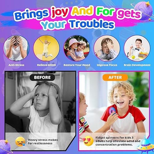 Miniatura 4 de Jawhock Paquete de 12 giradores de mano con aspecto metálico reducción del estrés y alivio de la ansiedad regalo de recuerdo de fiesta para niños