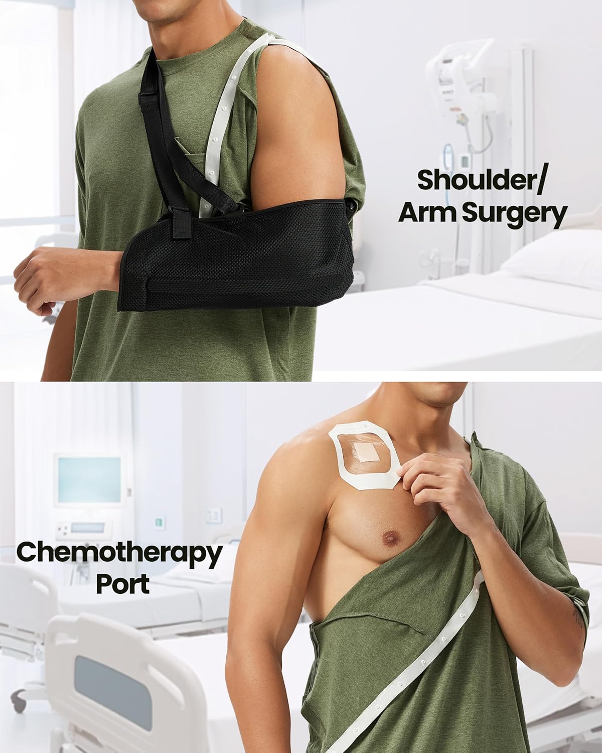 Post Shoulder Surgery Recovery Shirts for Men - Tear Away Snaps Adaptive Chemo Port & Rotator Cuff Shirt Short Sleeve - Image 3