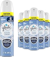 Glade Clean Linen Air Freshener Room Spray, 8.3 oz 6-Pack - 2x Fragrance, Natural Propellant, Phthalate-Free Freshness
