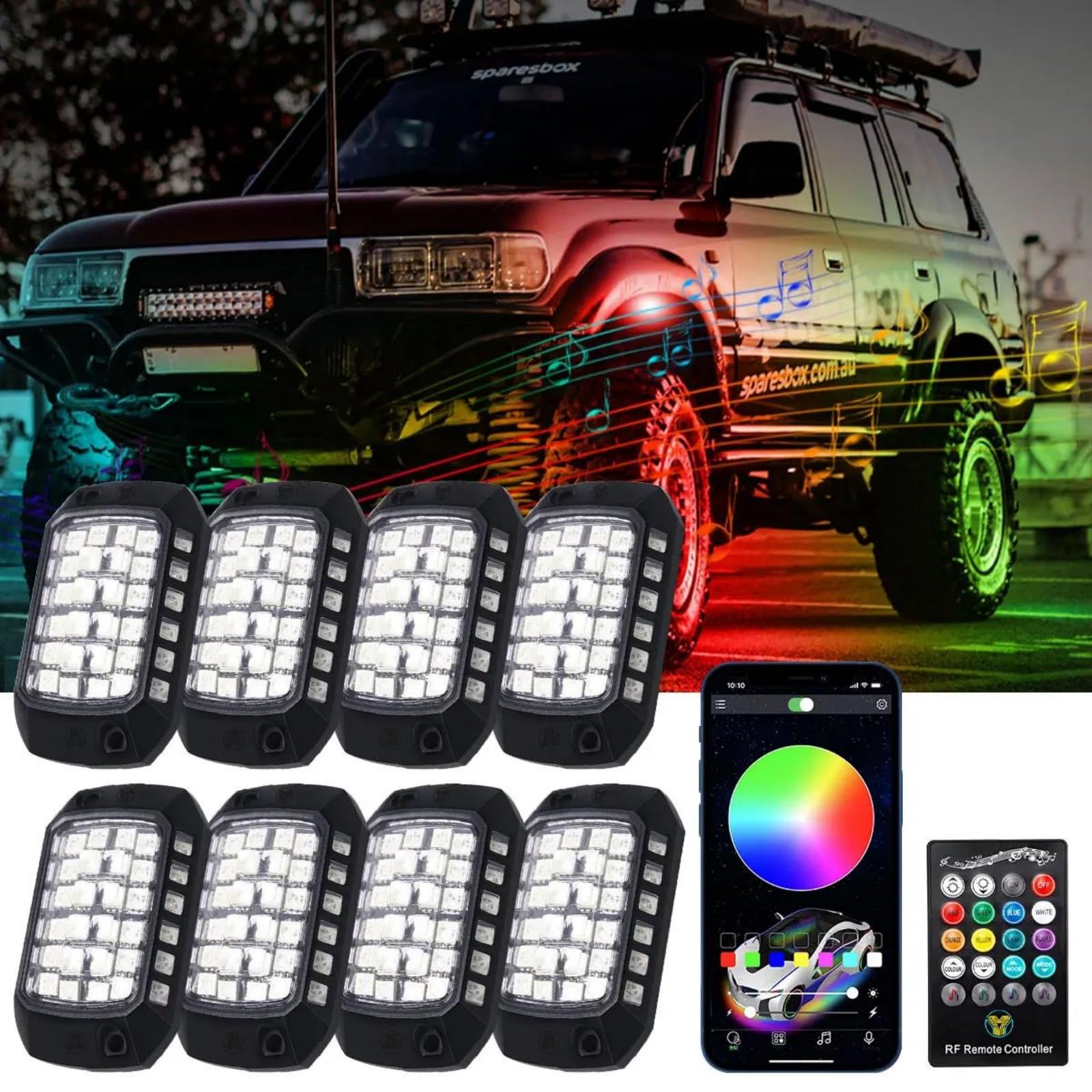 Listwa przypodłogowa samochodowa LED Atmosphere Light4x 8X 12X Led Dekoracyjne światło Oświetlenie podwozia Pilot zdalnego sterowania RGB/App Lights RGB LED Lampa podwoziowa do 12V,6in1