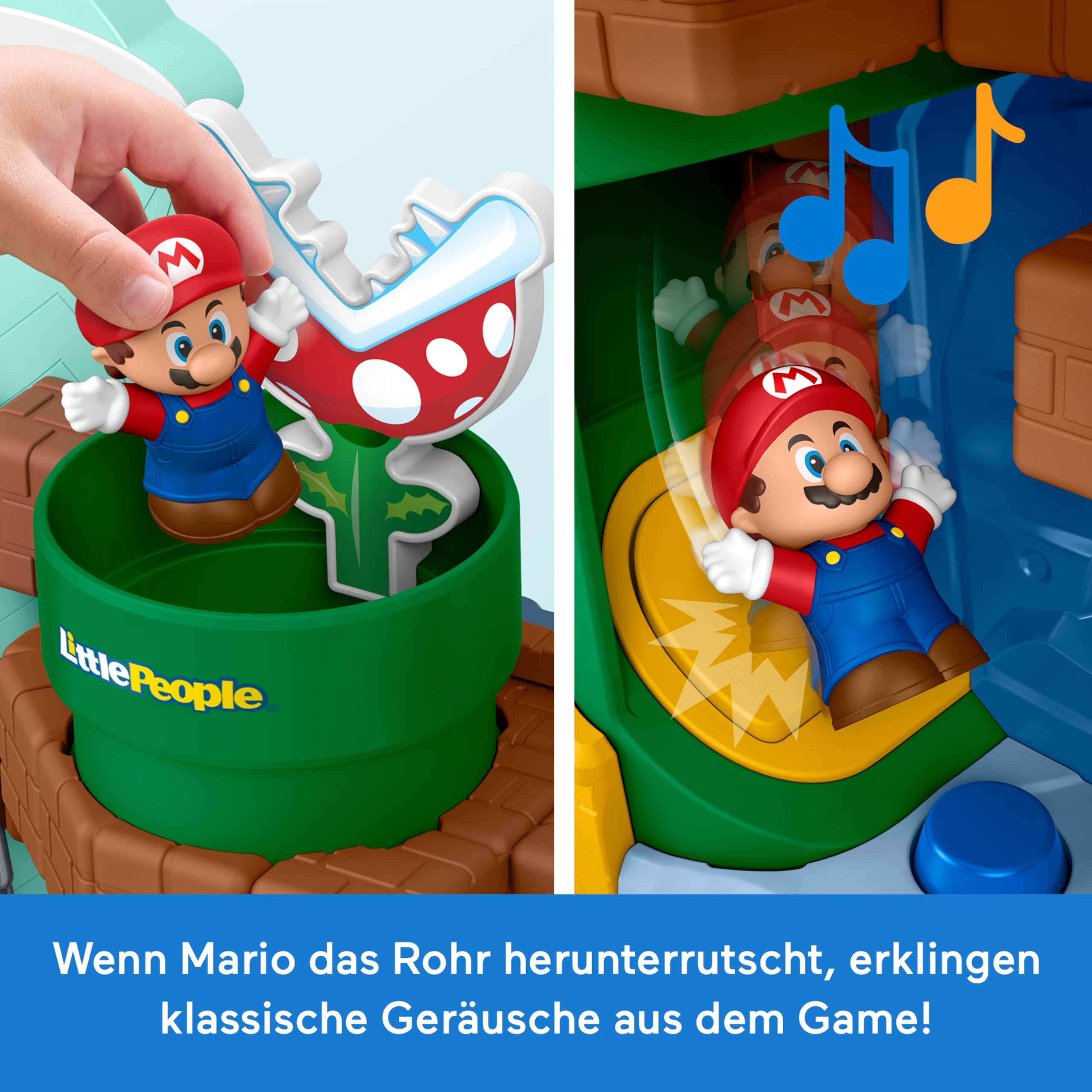 Fisher-Price Little People My Mario Abenteuer Spielset Kleinkinder | Spielset mit Mario-Figur & 1 Zubehör, Videospieltönen, Aktivitäten, Feinmotorik, Kinder ab 18 Mon., JHG61