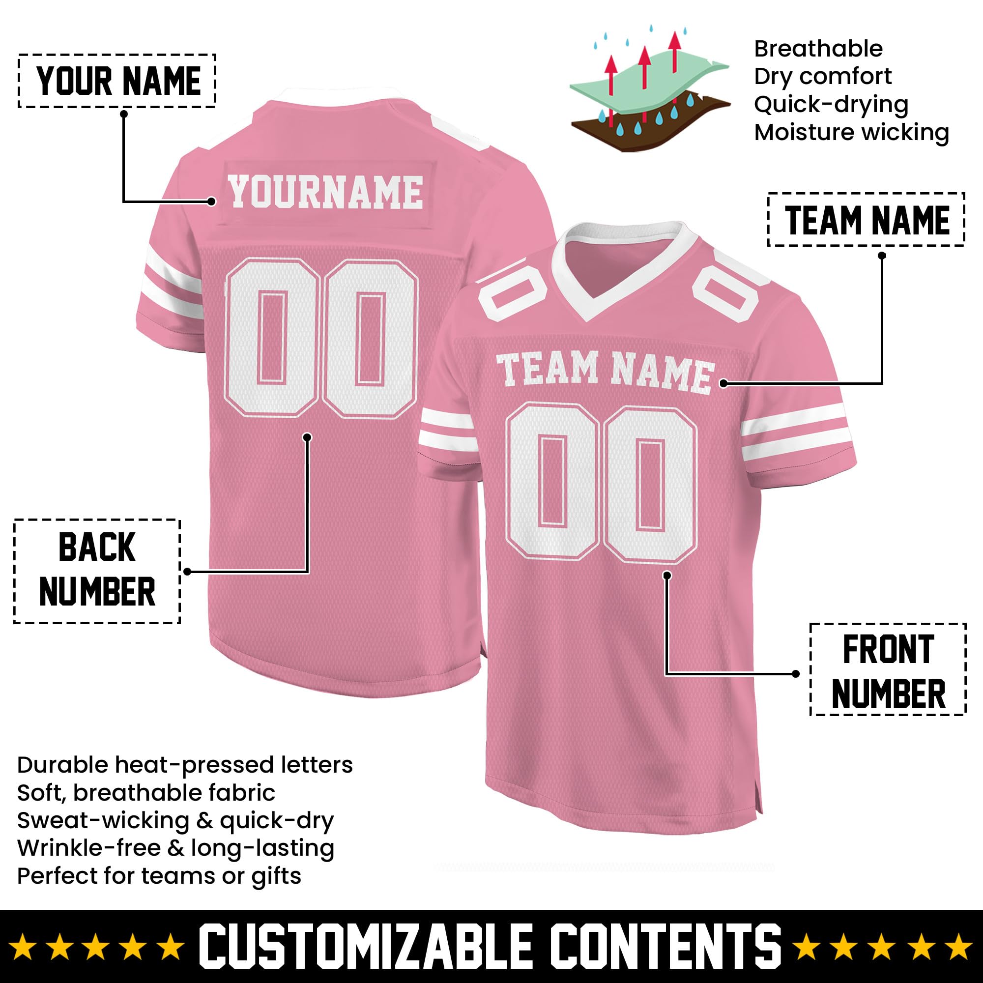 Custom Football Jersey - Personalized Name, Number & Logo, Customized Sports Jerseys for Men, Women, Youth, Toddlers