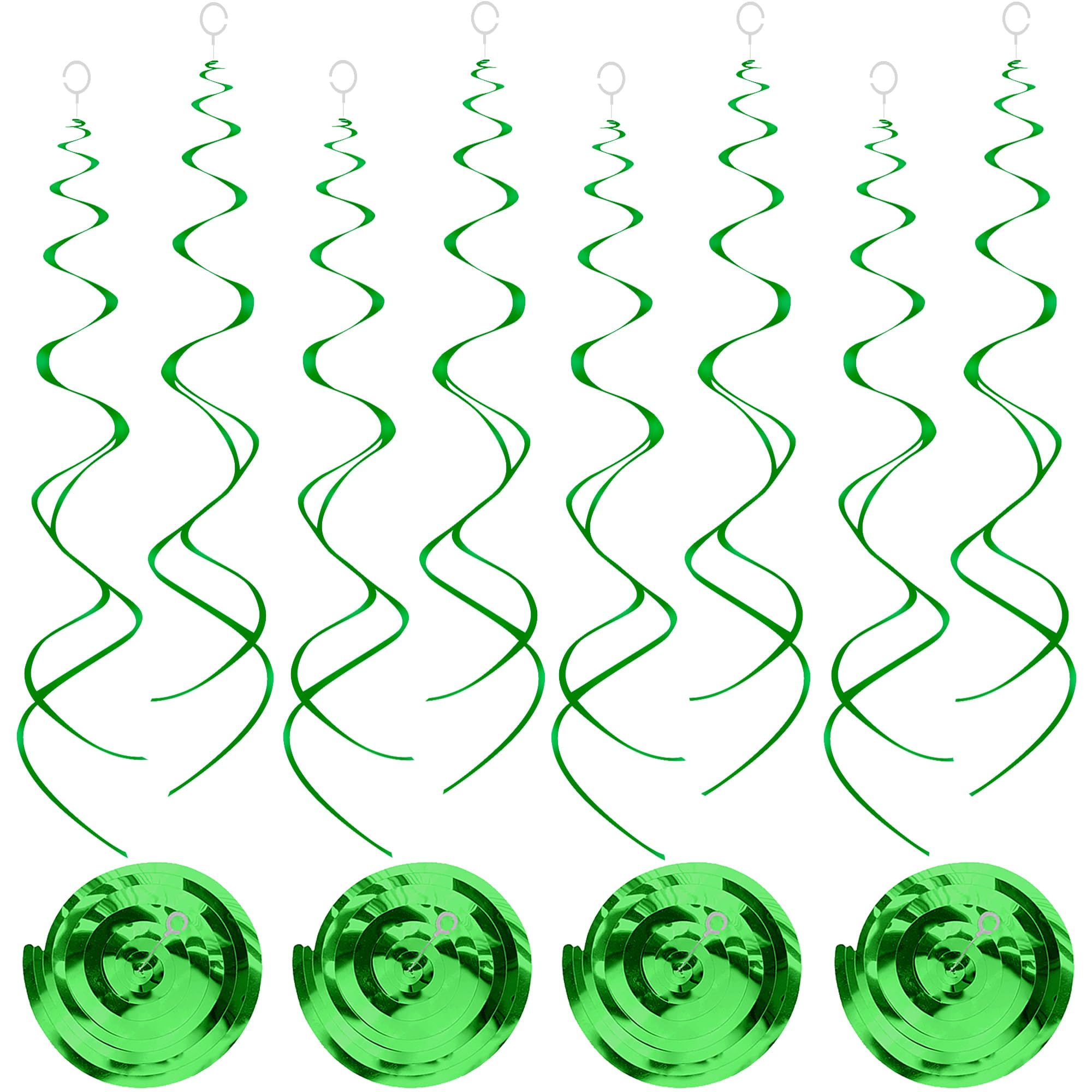 Green Hanging Swirls Party Decorations 30 pcs Ceiling Swirl Foil Decoration for Birthday, Spring Themed Party & St. Patrick’s Day
