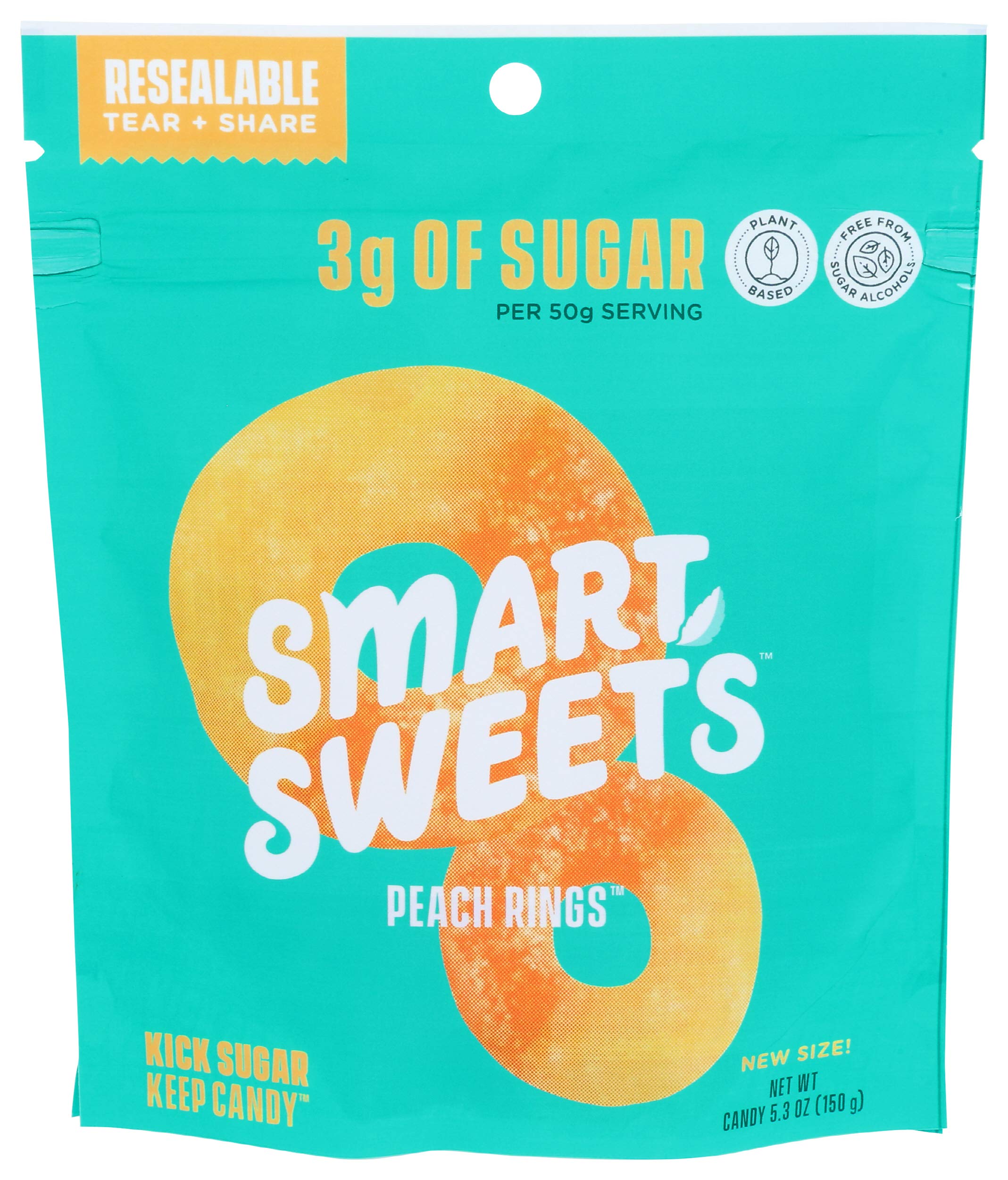 SMART SWEETS Peach Rings Candy, 5.3 OZ