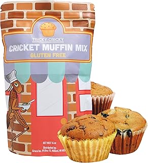Tricky Cricky Cricket Protein Muffin Mix – USA Handmade Edible Cricket Flour Baking Mix – Real USA Farmed Dried Crickets – High-Protein, Gluten-Free & Sustainable Superfood – 14 Ounce Bag