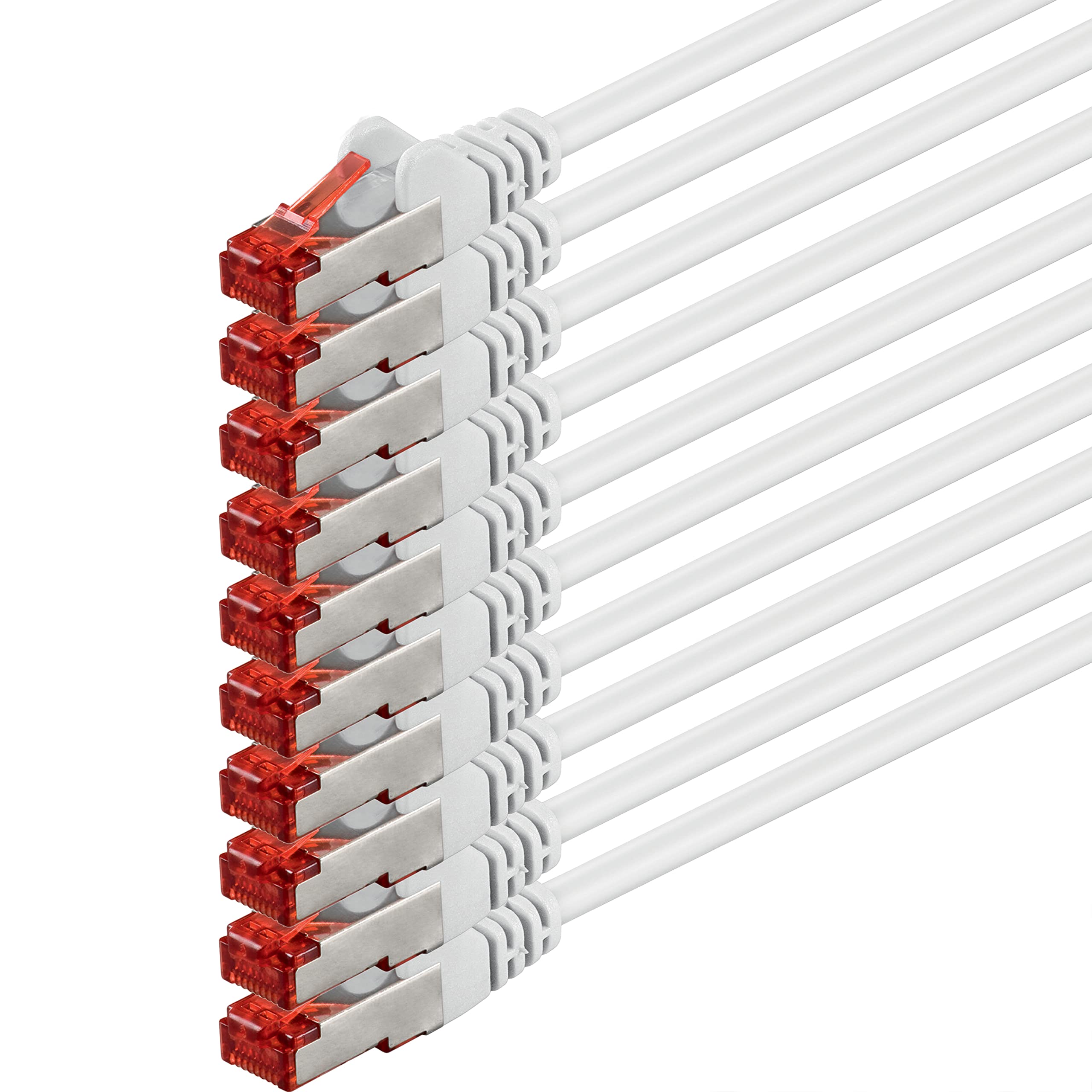 1aTTack.de 10x 7.5m Cat6 Cat.6 Ethernet-Kabel Cat 6 Netzwerk-Kabel Patch-Kabel RJ45 SFTP - Weiß