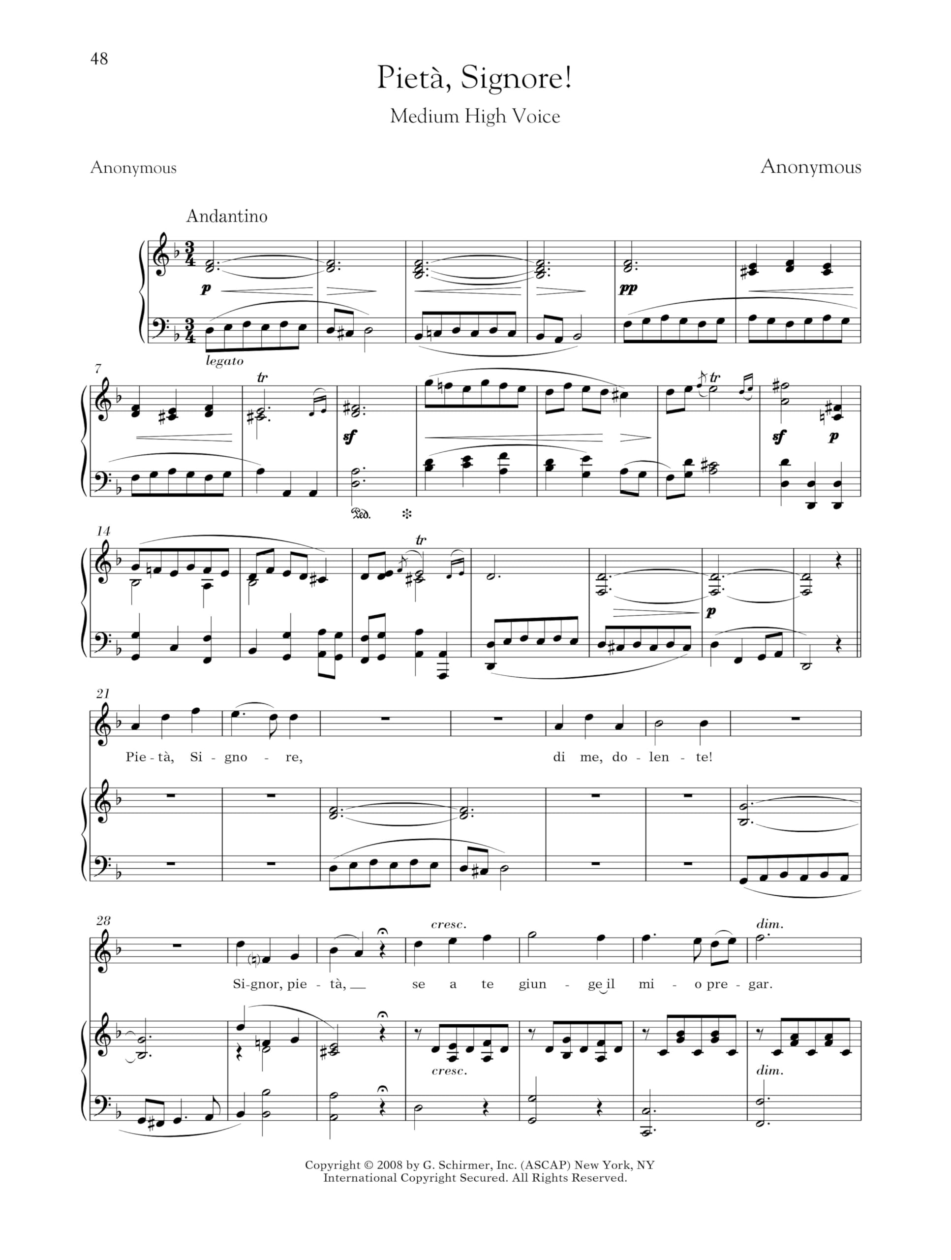 28 Italian Songs and Arias of the Seventeenth and Eighteenth Centuries: Complete, in 5 Keys: Of the 17th & 18th Centuries