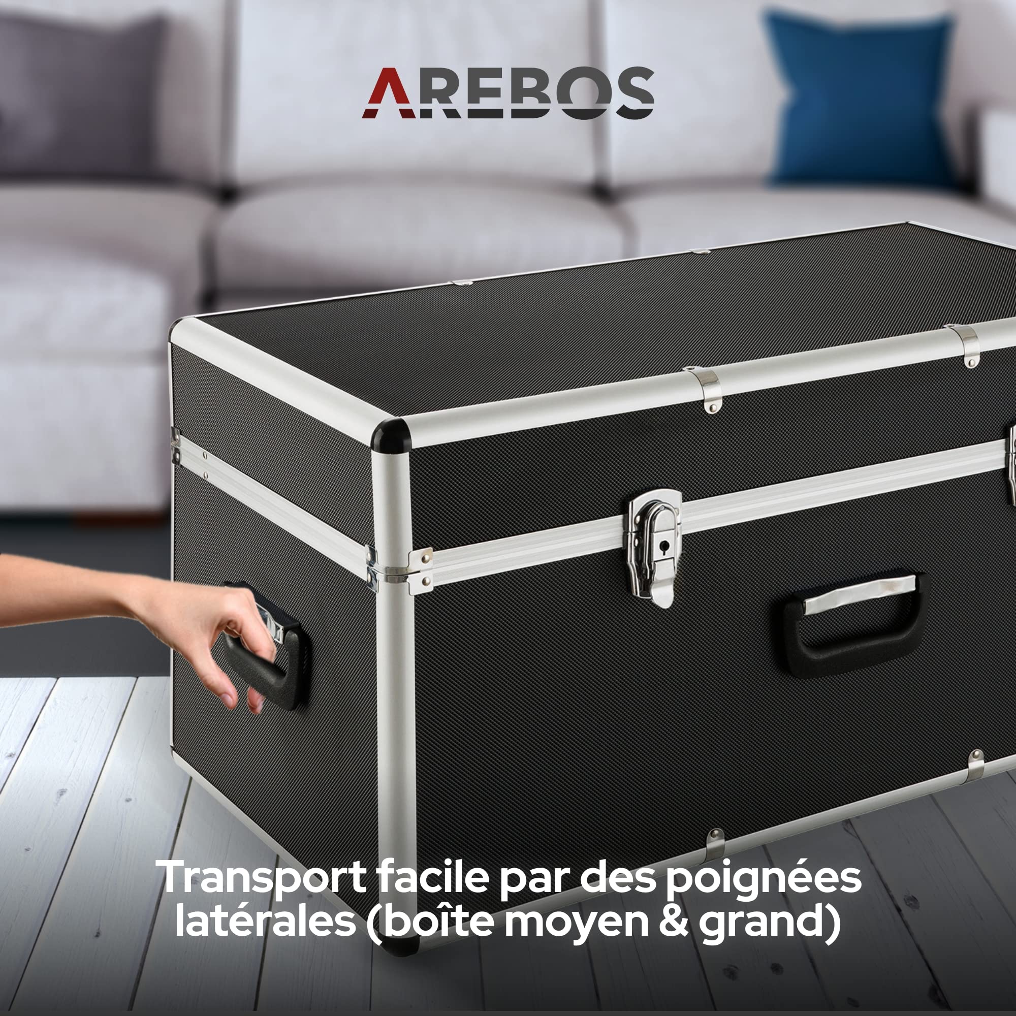Arebos Set de 3 Valises de Transport en Aluminium – 200 L Volume Total, Verrouillables, Imperméables, Construction Renforcée, Utilisation Universelle | Boîtes de Transport