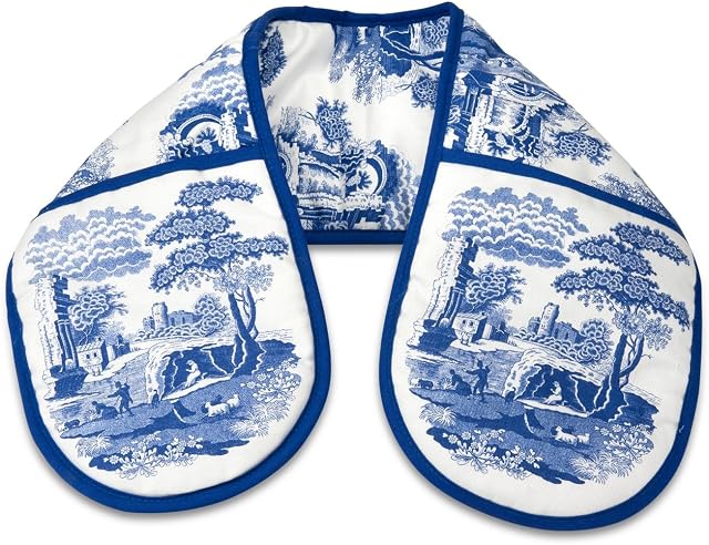Portmeirion Home & Gifts Double Oven Glove, Blue & White