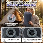 Oreiller de camping gonflable - Compact ultraléger Air Oreiller pour Voyage, Sac à dos & Randonnée - Cou ergonomique & Soutien lombaire (Grey, 1 Boîte)
