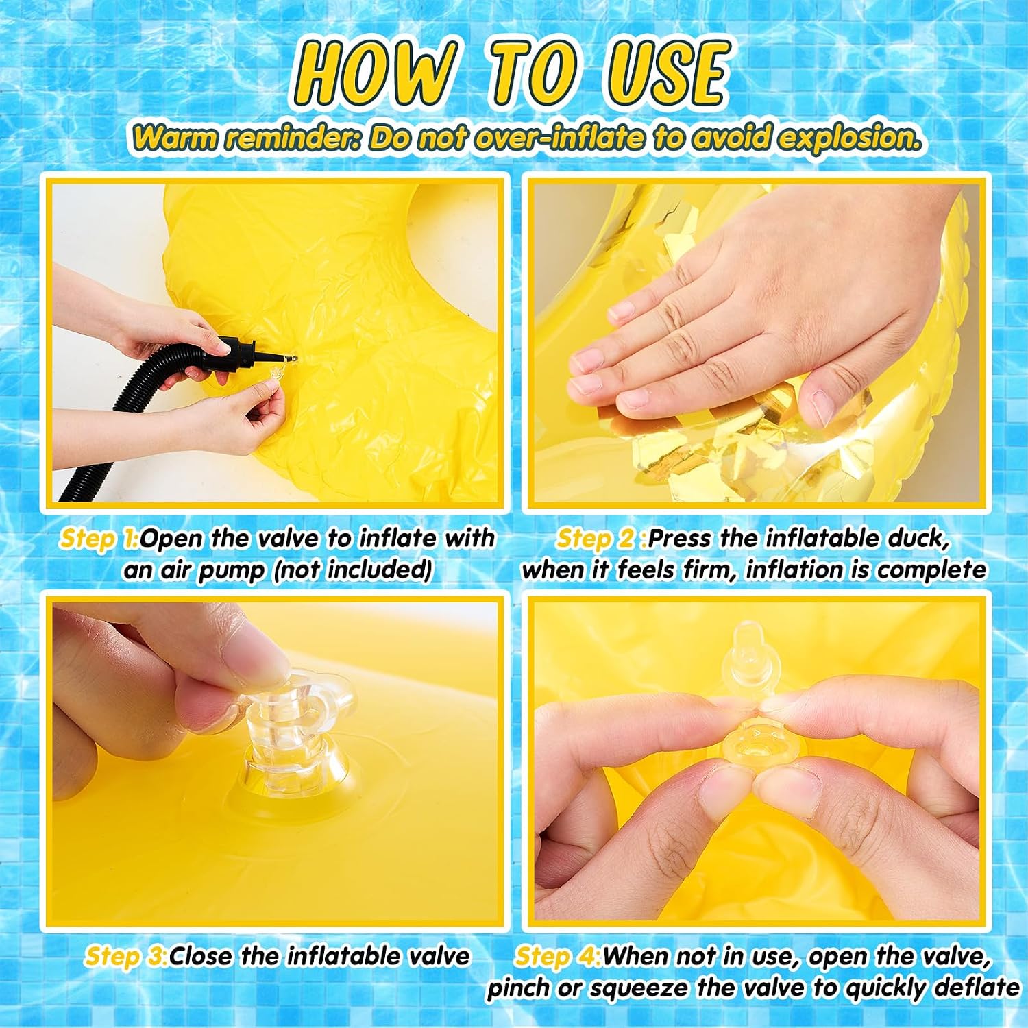 Hungdao 2 Pcs Funny Duck Pool Floats 39.4'' Adults Large Rubber Gitter Duck image 5