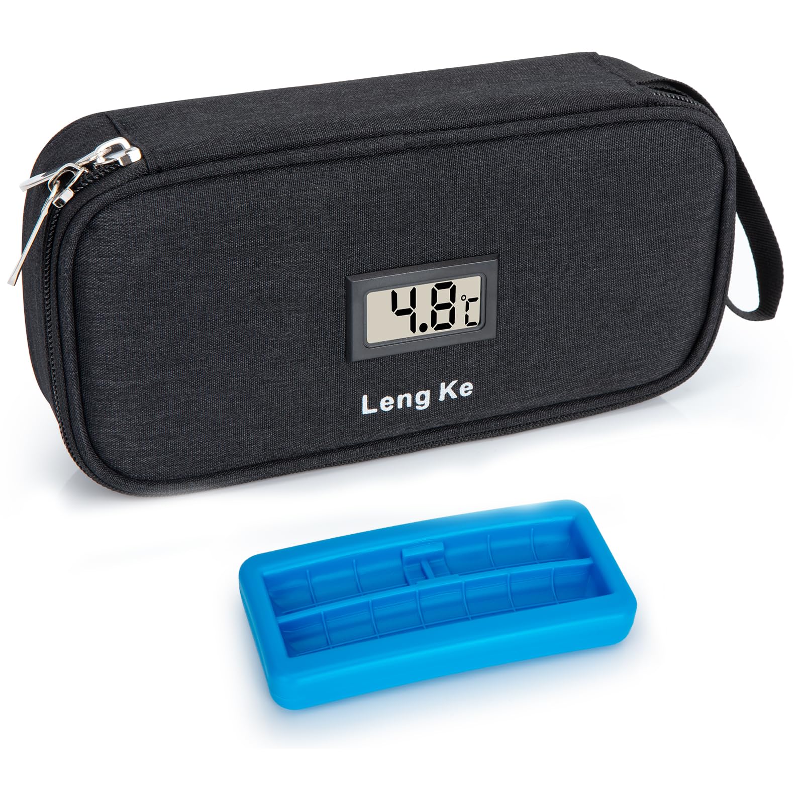 SUNMON Insulin Pen Cooler Travel Case with ℃ Display, Long-Lasting Cooling Medication Injection Cooler Bag Vial Medicine Cooler Case for Travel with One Ice Brick (Black)