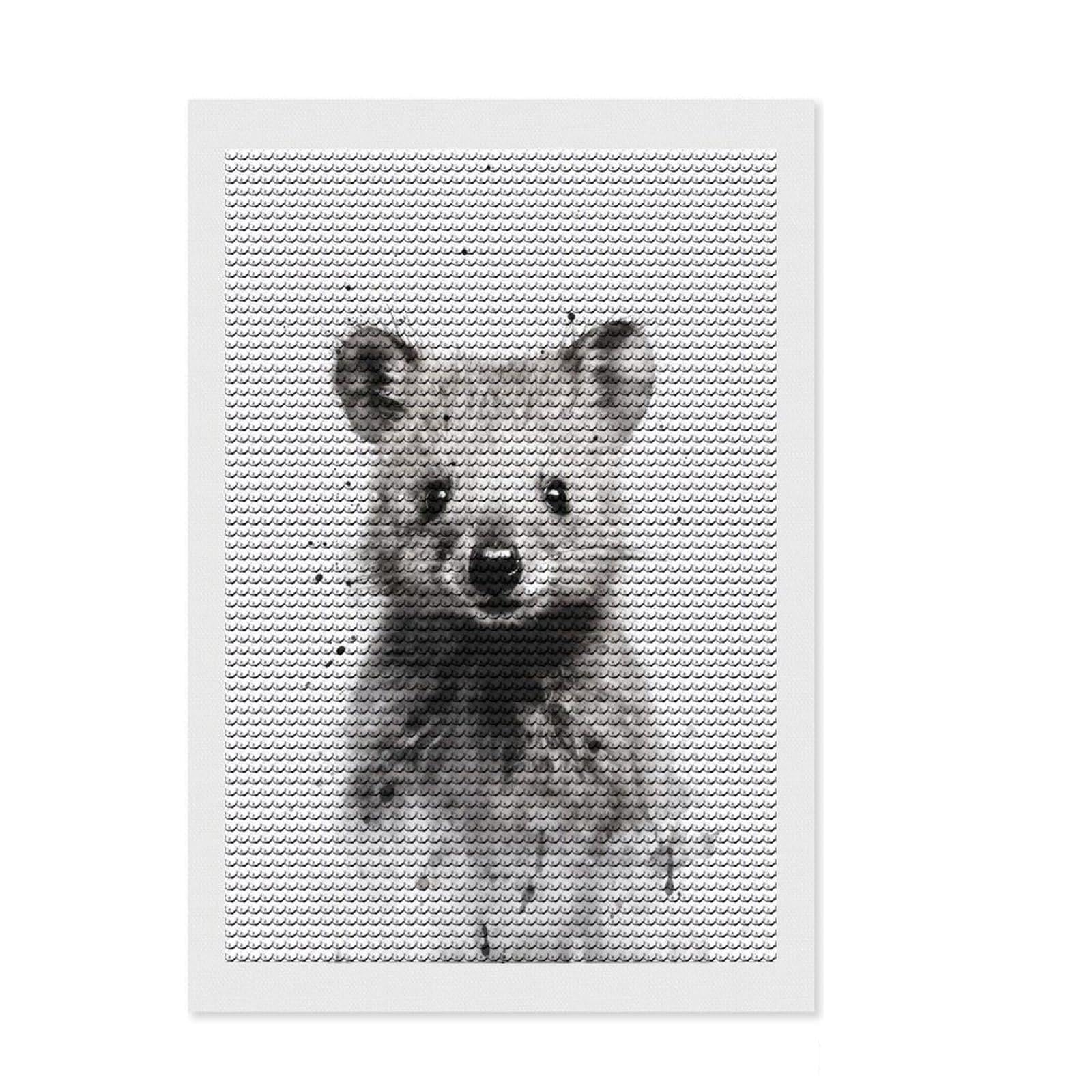 Junmoney Quokka Ink Art Diamond Painting Kit 8"x12", Decorate Your Room, Neat Printed Canvas, Adhesive Canvas, Bedroom Decor