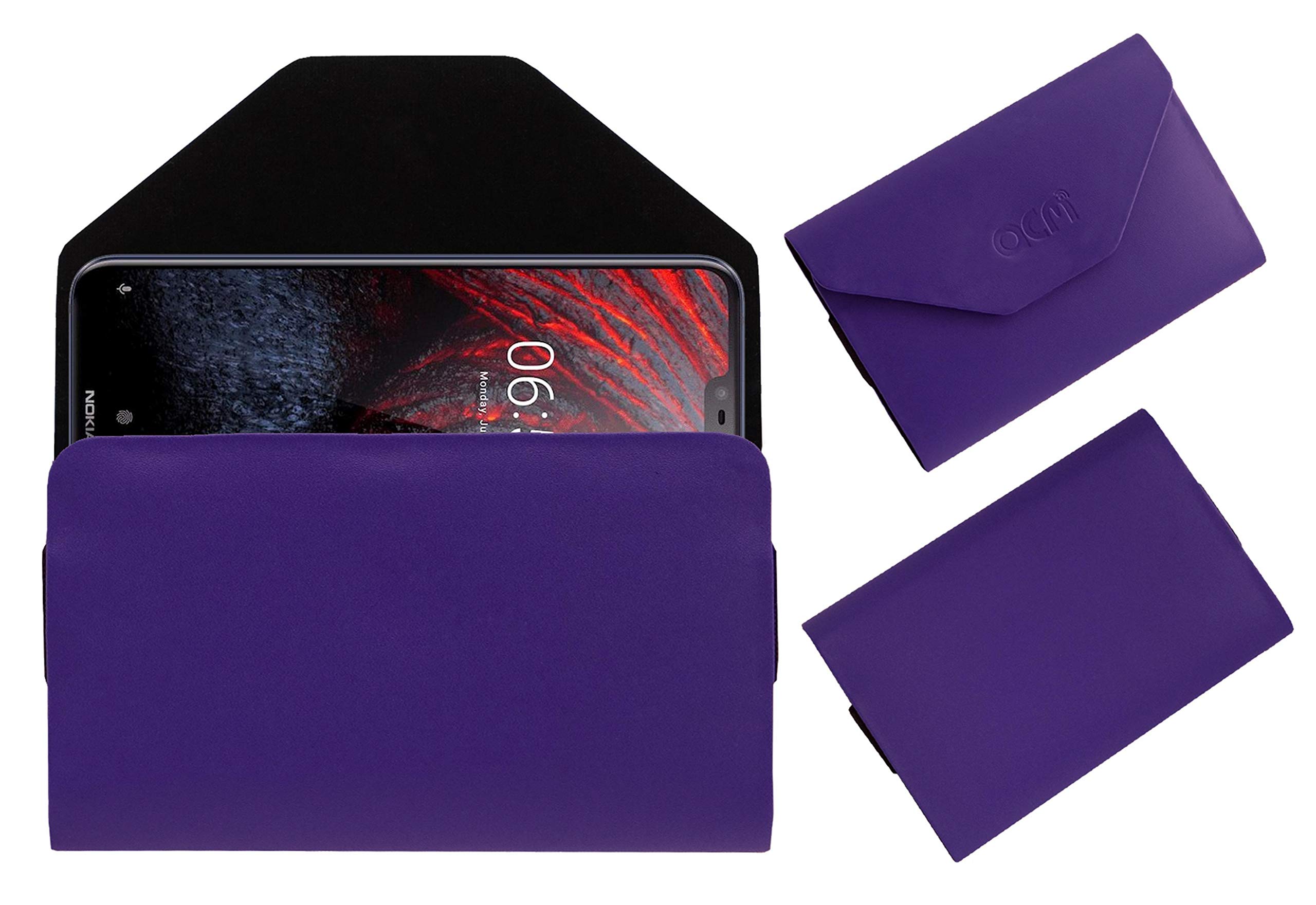 Flip Flap Pouch Case Compatible with Nokia 6.1 Plus Mobile Leather Cover Purple