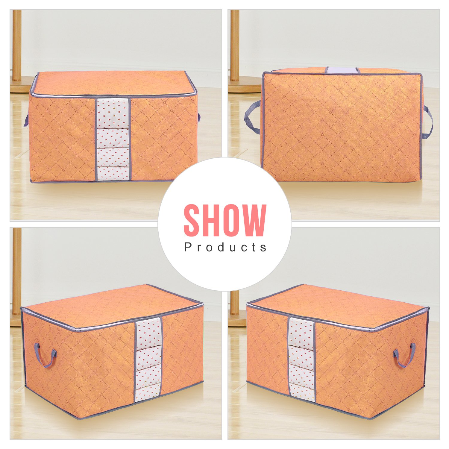 Sac De Rangement En Charbon De Bambou Yosoo - Lot De 3 Grand Format Pliable Gris