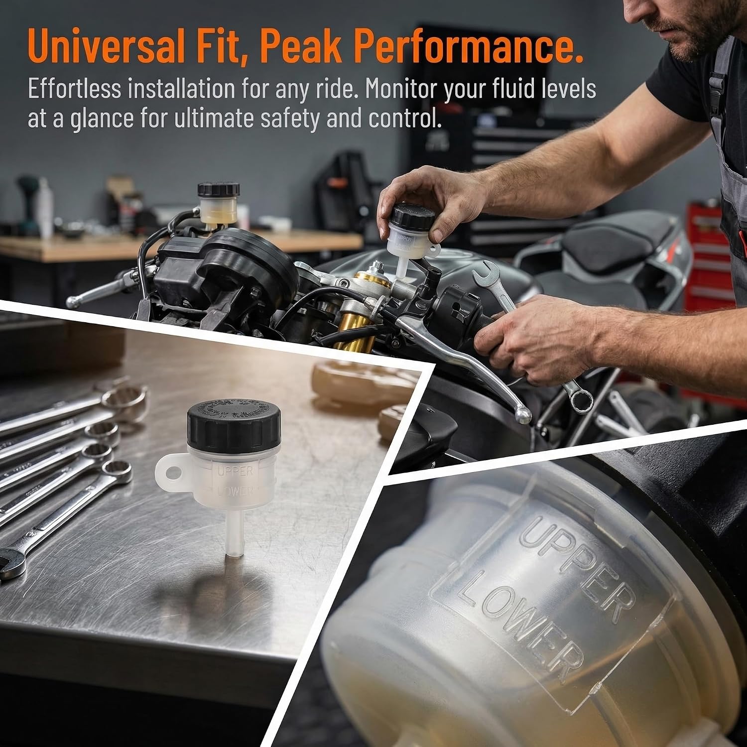 Motorcycle Universal Master Cylinder Fluid Oil Reservoir Clutch Tank Fluid Oil Cup Reservoir fits Honda Yamaha Kawasaki SUZUKI