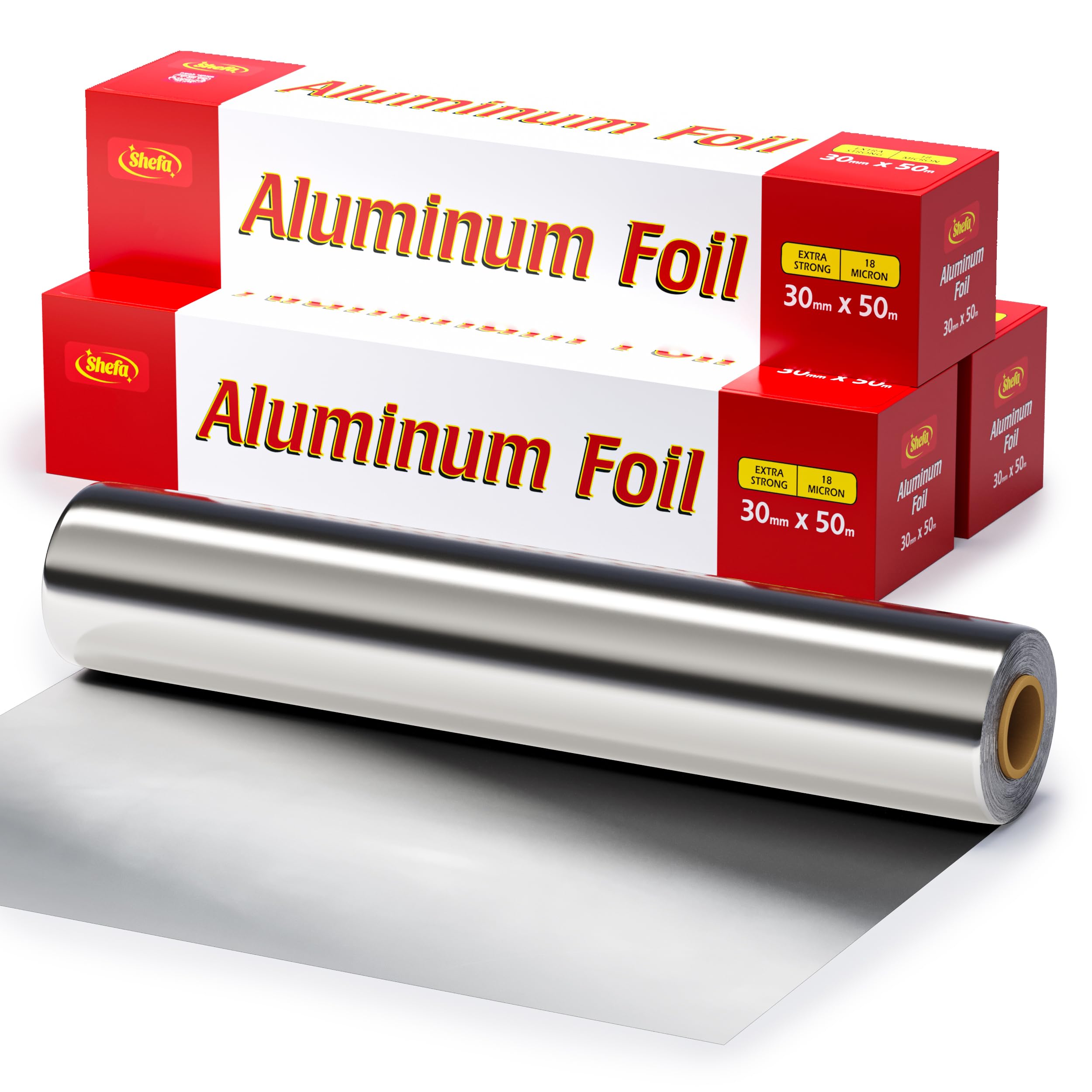 Shefa Papel de aluminio de 30 cm x 50 m, paquete de 3