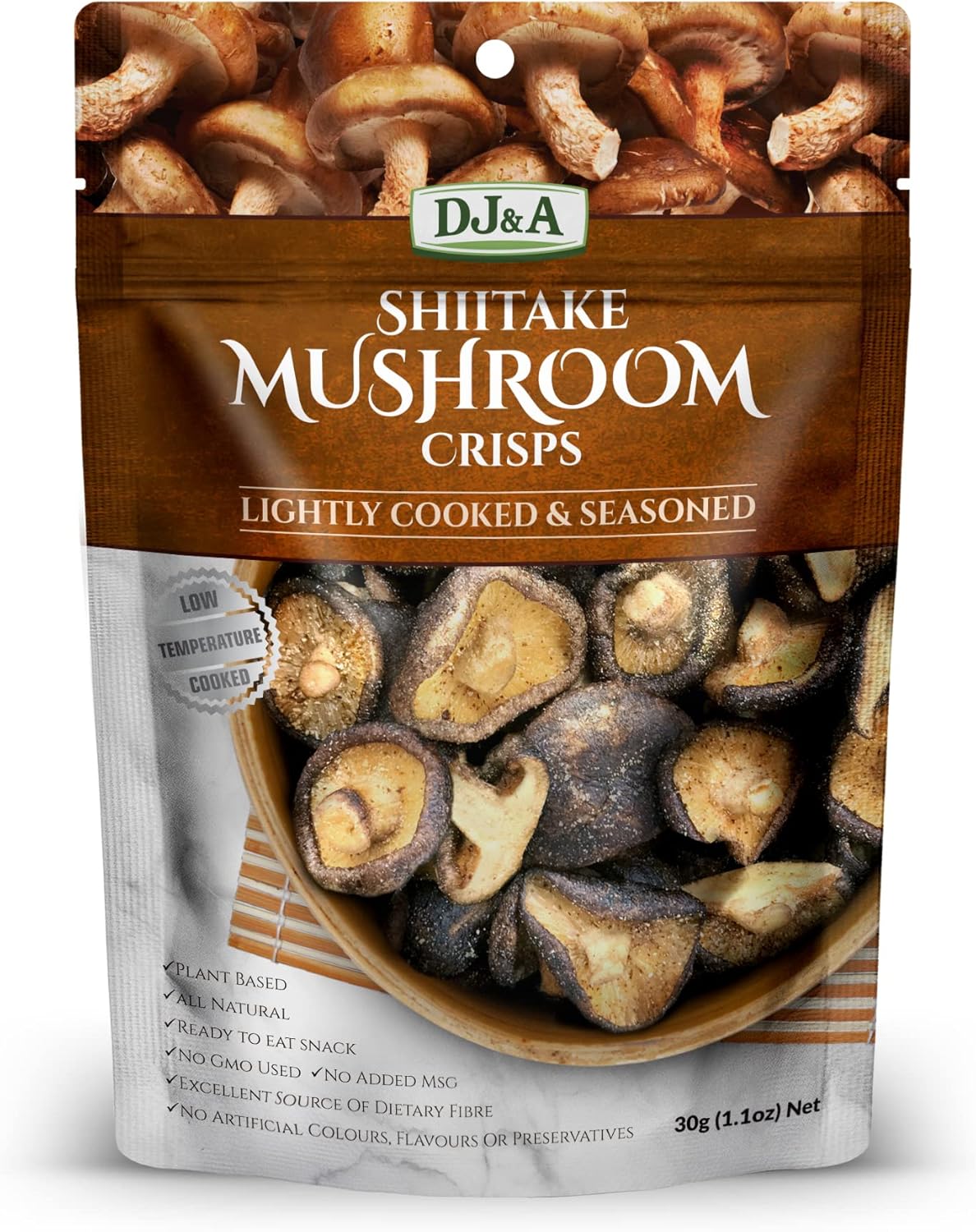DJ&A SHIITAKE MUSHROOM CRISPS 30G 12 PACK PLANT BASED Amazon.co