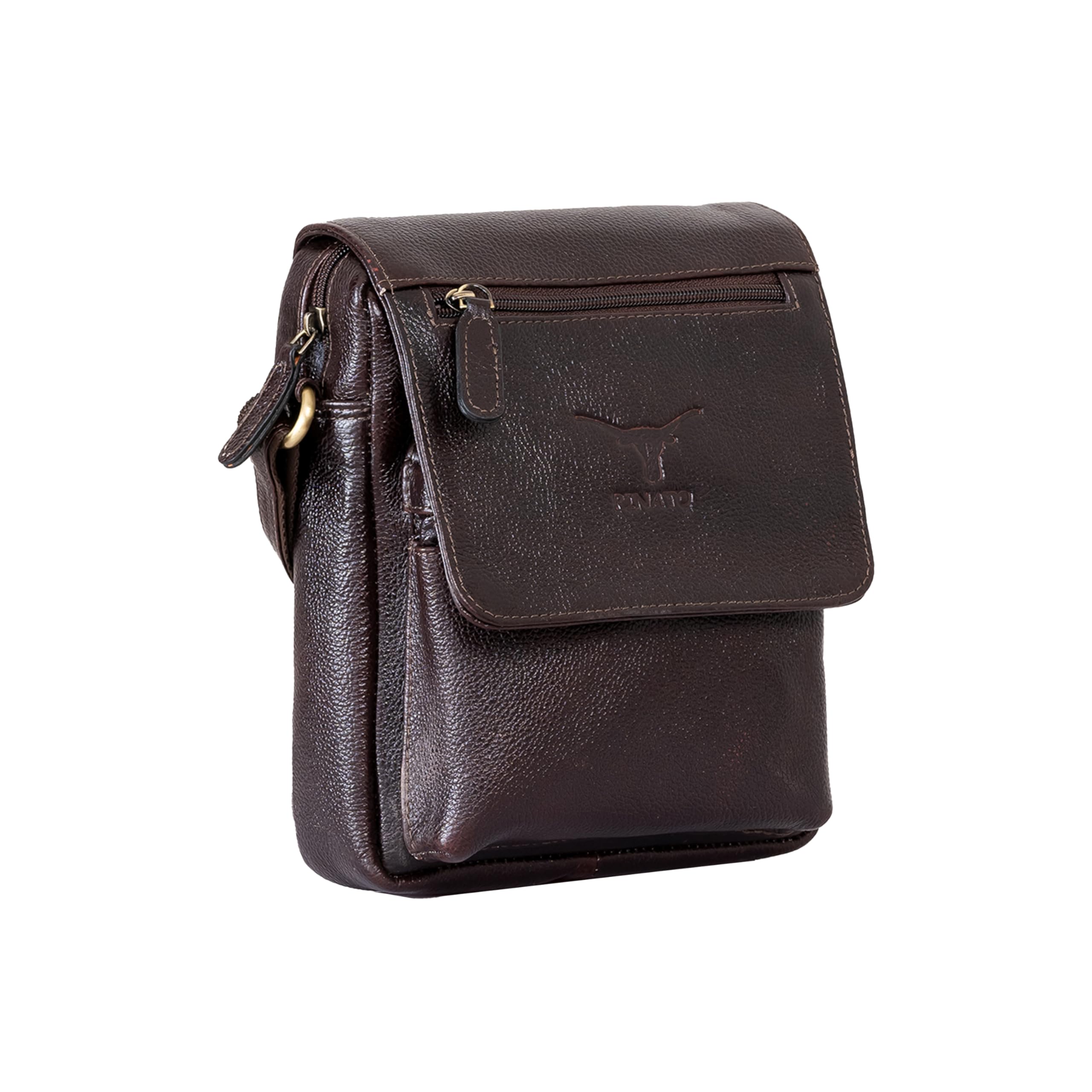 pinato Full-Grain Leather Chest Pack | Ergonomic Teardrop Sling Bag for Men | Anti-Theft Urban Body Bag with Adjustable Padded Strap (Dark Brown)-picture-34