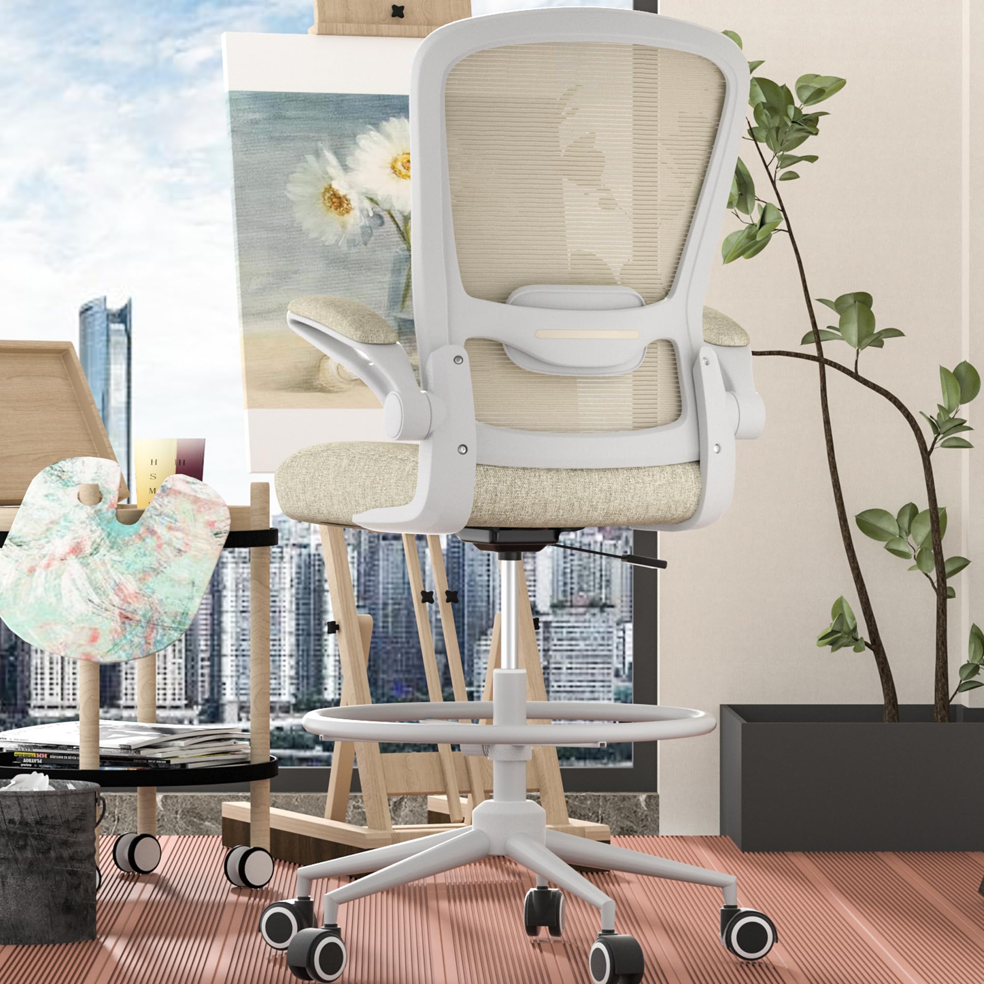 Mimoglad ???????????????? ??????????, Modern Office Chair with Adjustable Lumbar Support, Ergonomic Standing Desk Chair, Mesh Tall Computer Chair for Drawing Work