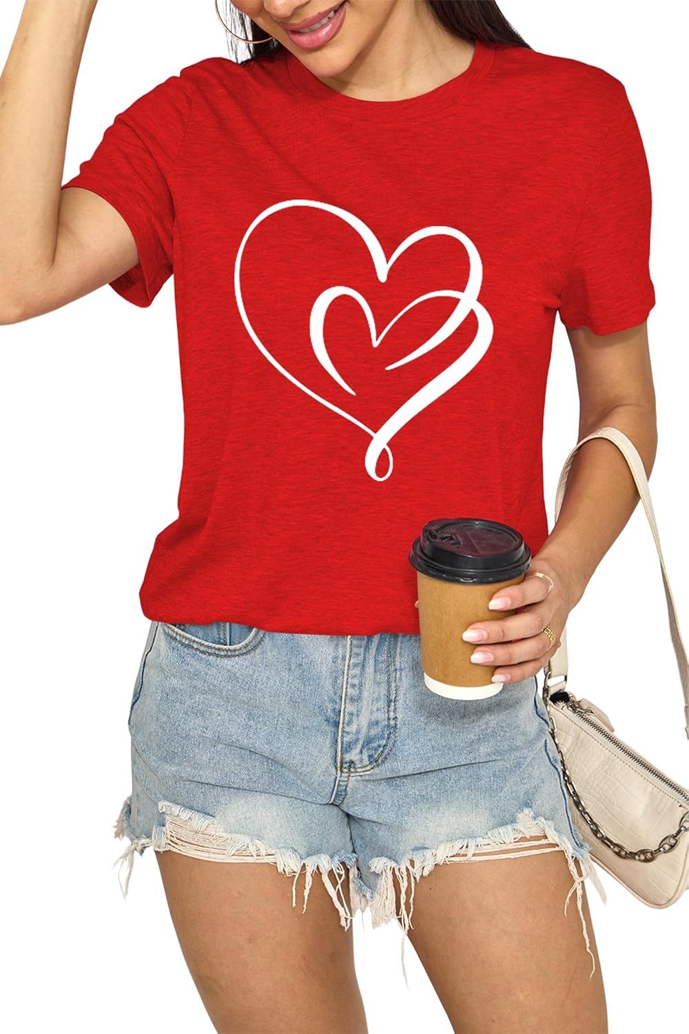 Valentines Day Shirts for Women Cute Love Heart Shirts Tee Tops Short Sleeve Tshirt Valentines Gifts for Her - Image 2