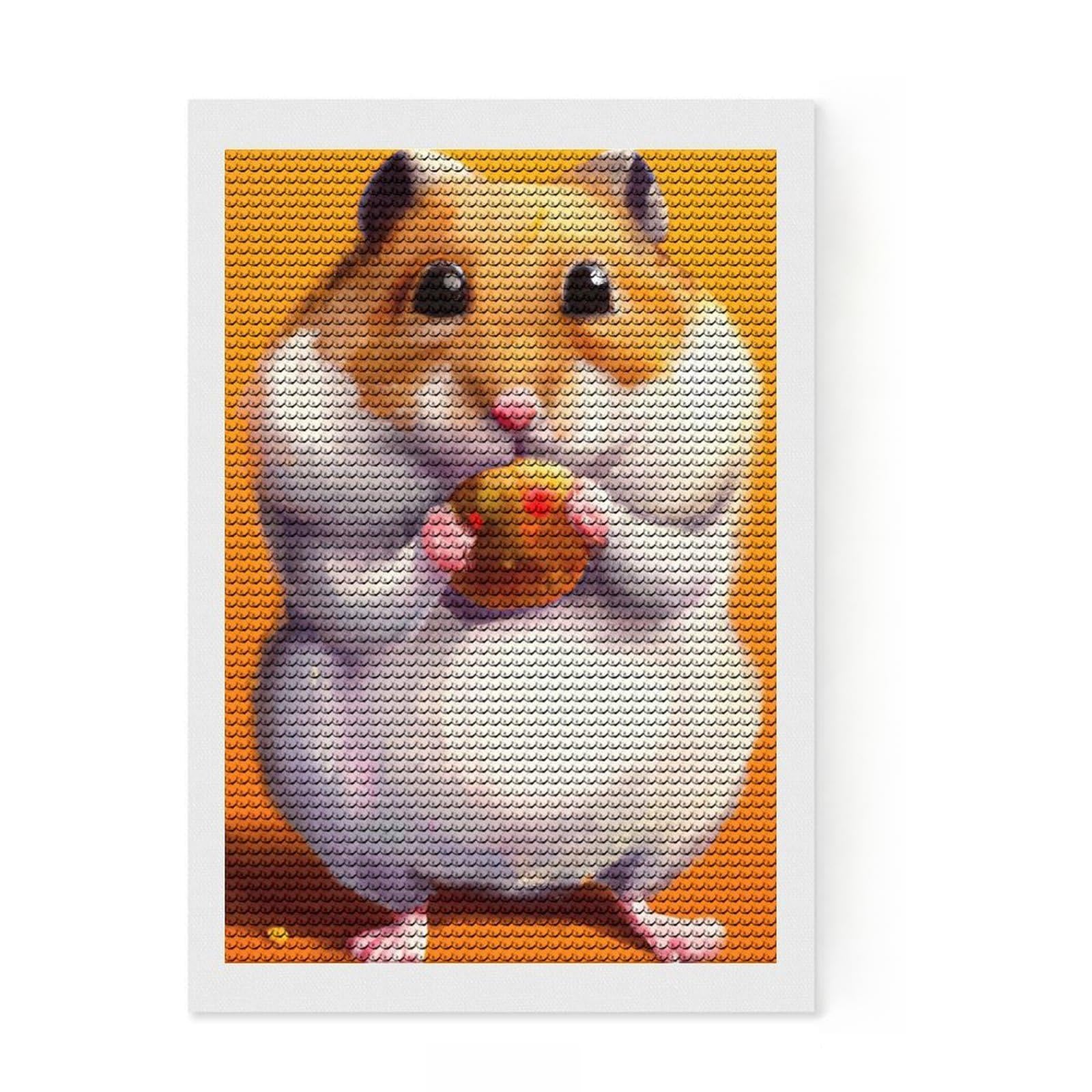 Junmoney Hamster is Eating Diamond Art Kit 8"x12", Easy to Follow Symbols, Complete Accessories, Relaxing DIY Hobby, Home Wall Decor