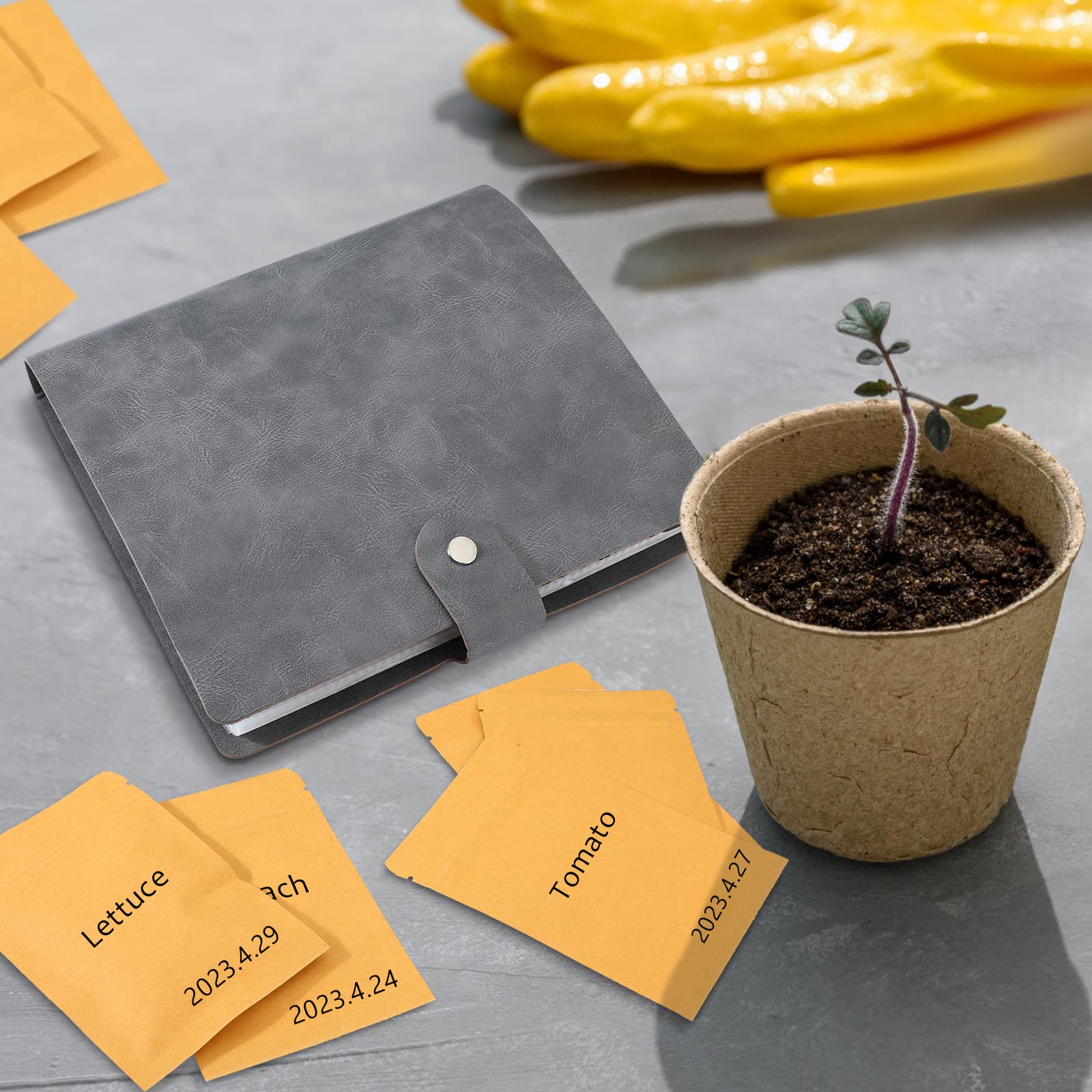 Organizadores de almacenamiento de semillas, 80 sobres resellables de semillas autosellantes, carpeta de organización de semillas de jardín, sobre de ahorro de semillas de jardín, plantilla de