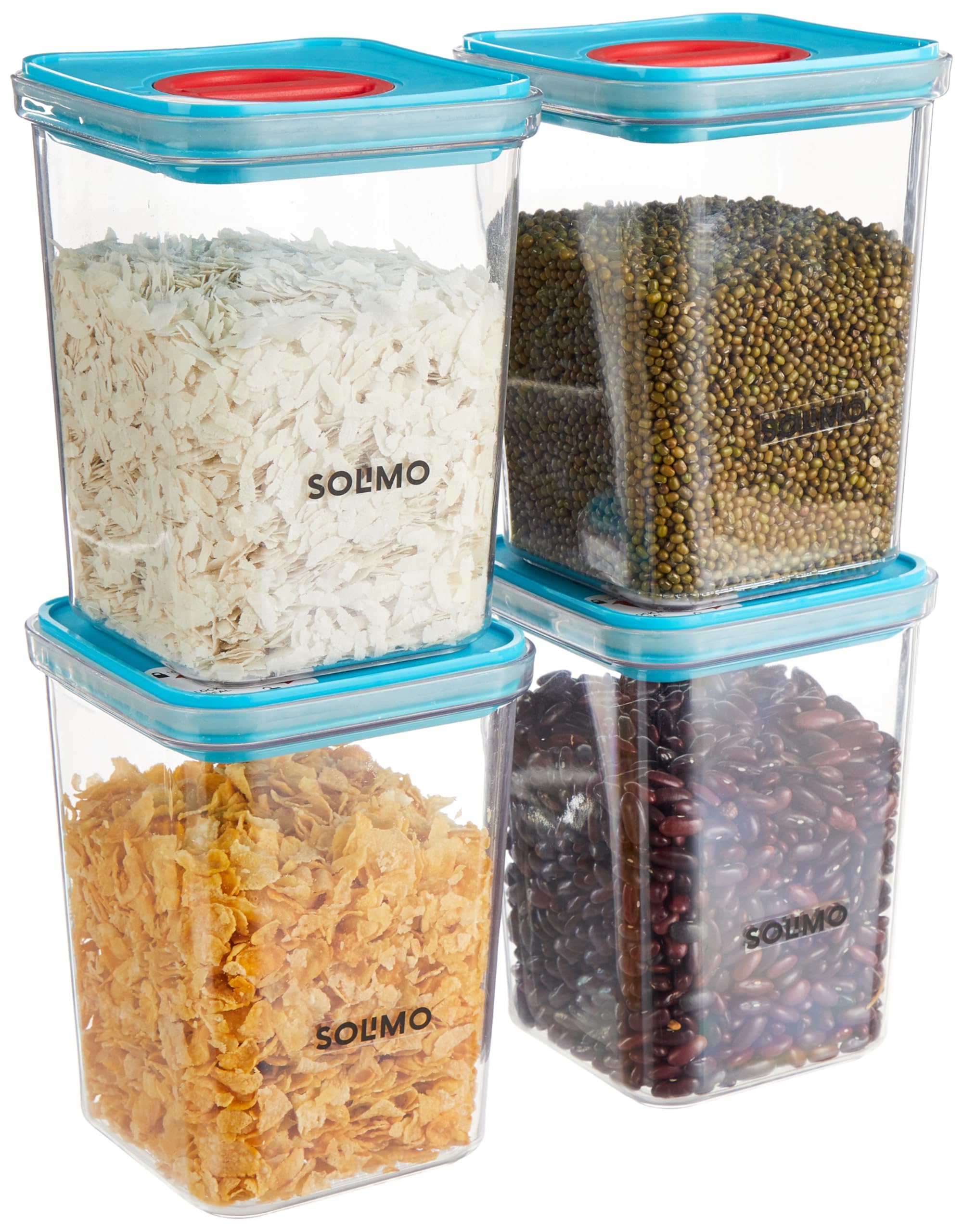 Amazon Brand - Solimo Plastic Airtight Kitchen Storage Container Set With Locking System I Transparent BPA Free Storage Jar | Multipurpose Jar I Grocery Kitchen Container Set, 1700 Ml Set of 4, Blue (B0BTHBJZH4) Amazon Price History, Amazon Price Tracker
