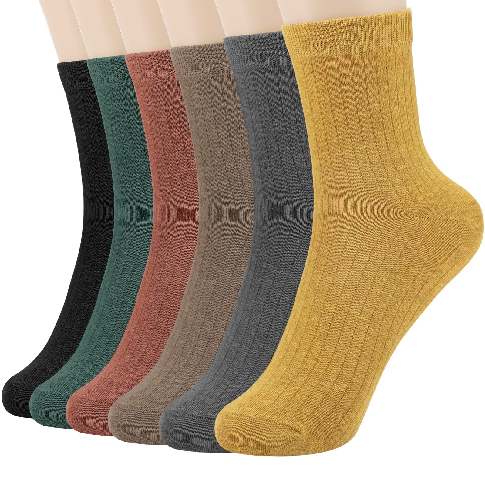 Witwot Cotton Socks for Women Above Ankle Casual Thin Womens Crew Socks 6 Pairs