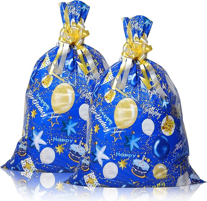 2Pcs 48 x 36inch Jumbo Gift Bags, Large Plastic Gift Bags Extra