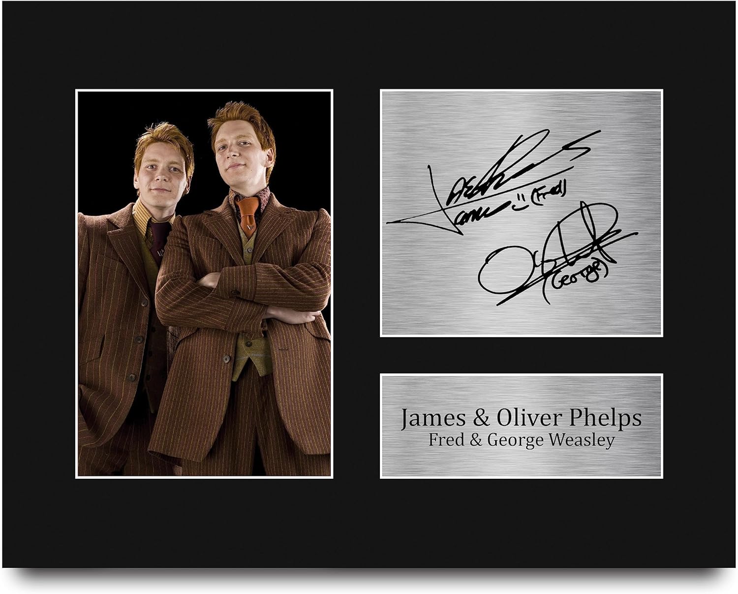 HWC Trading James & Oliver Phelps Harry Potter Fred & George Weasley Framed Gifts Printed Signed Autograph Picture for Movie Memorabilia Fans - US Letter Size