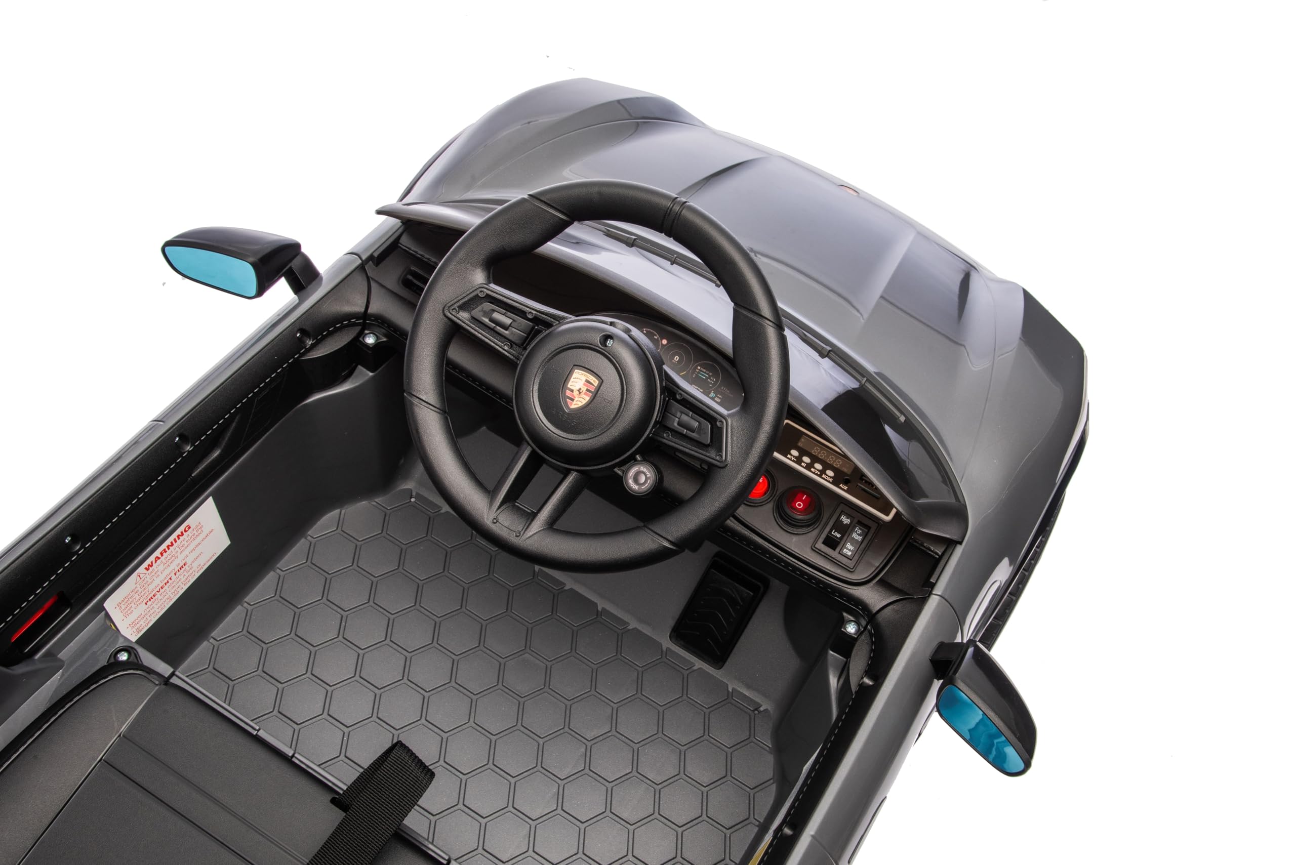 TOYSCAR Auto Elettrica per Bambini 12V Porsche Taycan Turbo S con Telecomando 2.4GHz, 2 Motori, Porte Apribili, Bluetooth Luci LED Tappetini, Macchina Elettrica Bambino (Nero)
