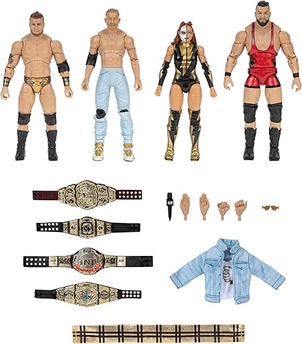 Miniatura 3 de All Elite Wrestling - Paquete de 4 campeones inigualables, cuatro figuras de 6 pulgadas con cinturones de título y accesorios, exclusivo de Tienda